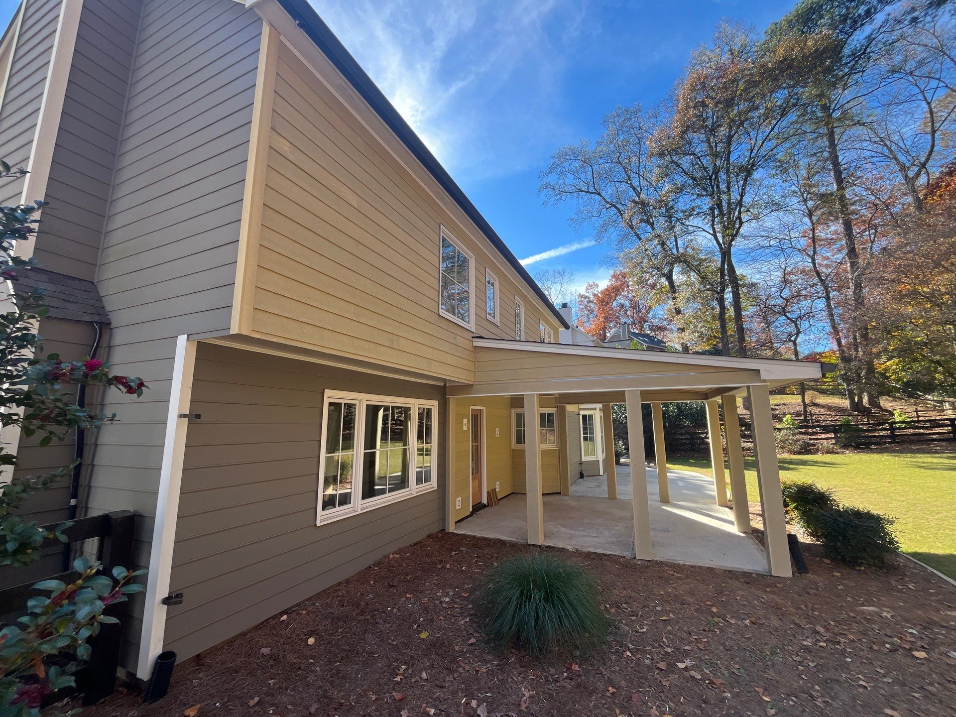 Romabio Brick Lime Wash and Cedar Tongue & Groove Porch Ceiling Installation in Marietta, GA by Nelson Exteriors 