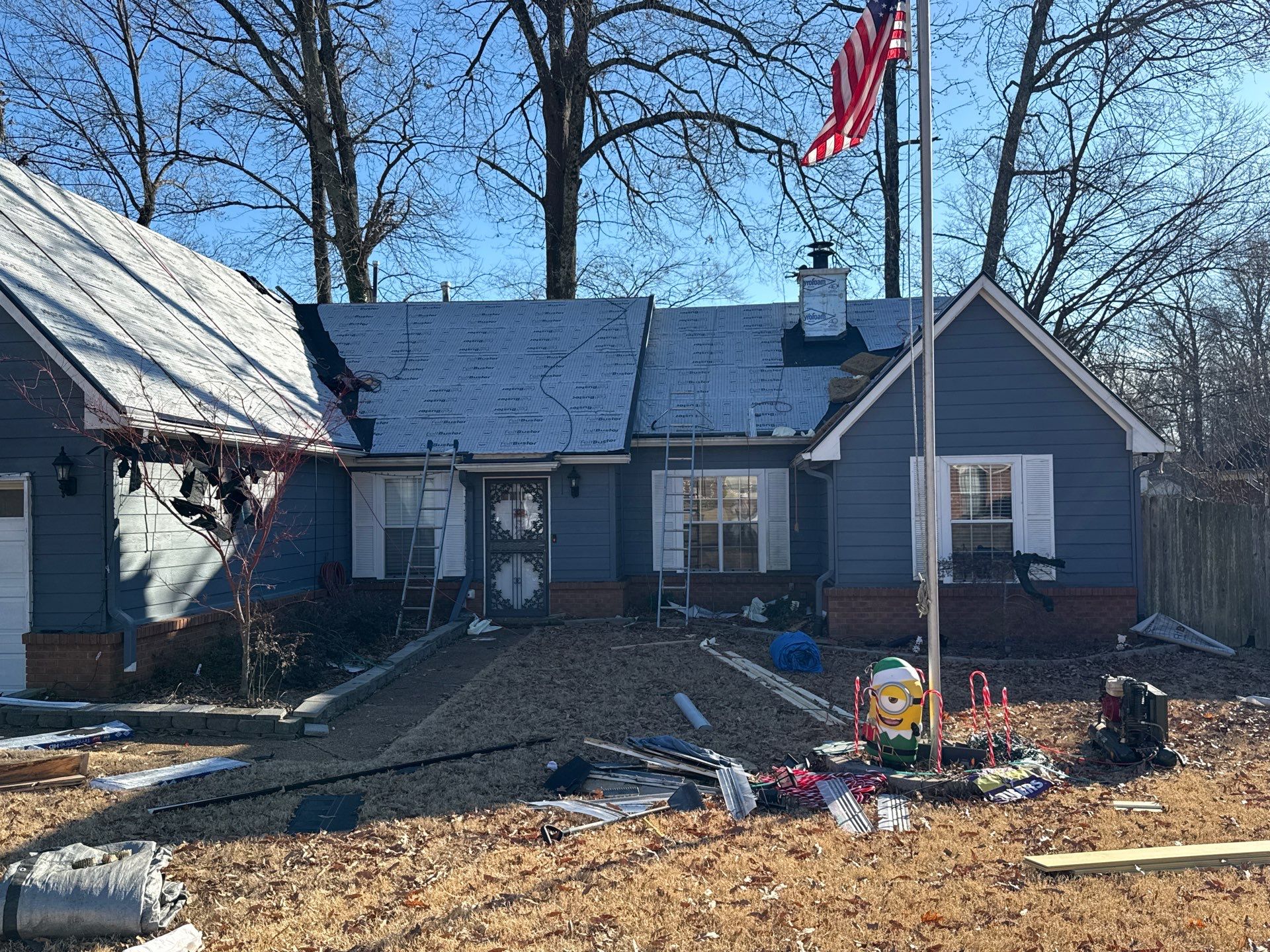 Asphalt Shingle Roof Replacement and Decking Repair in Bartlett by Revival Roofing Services