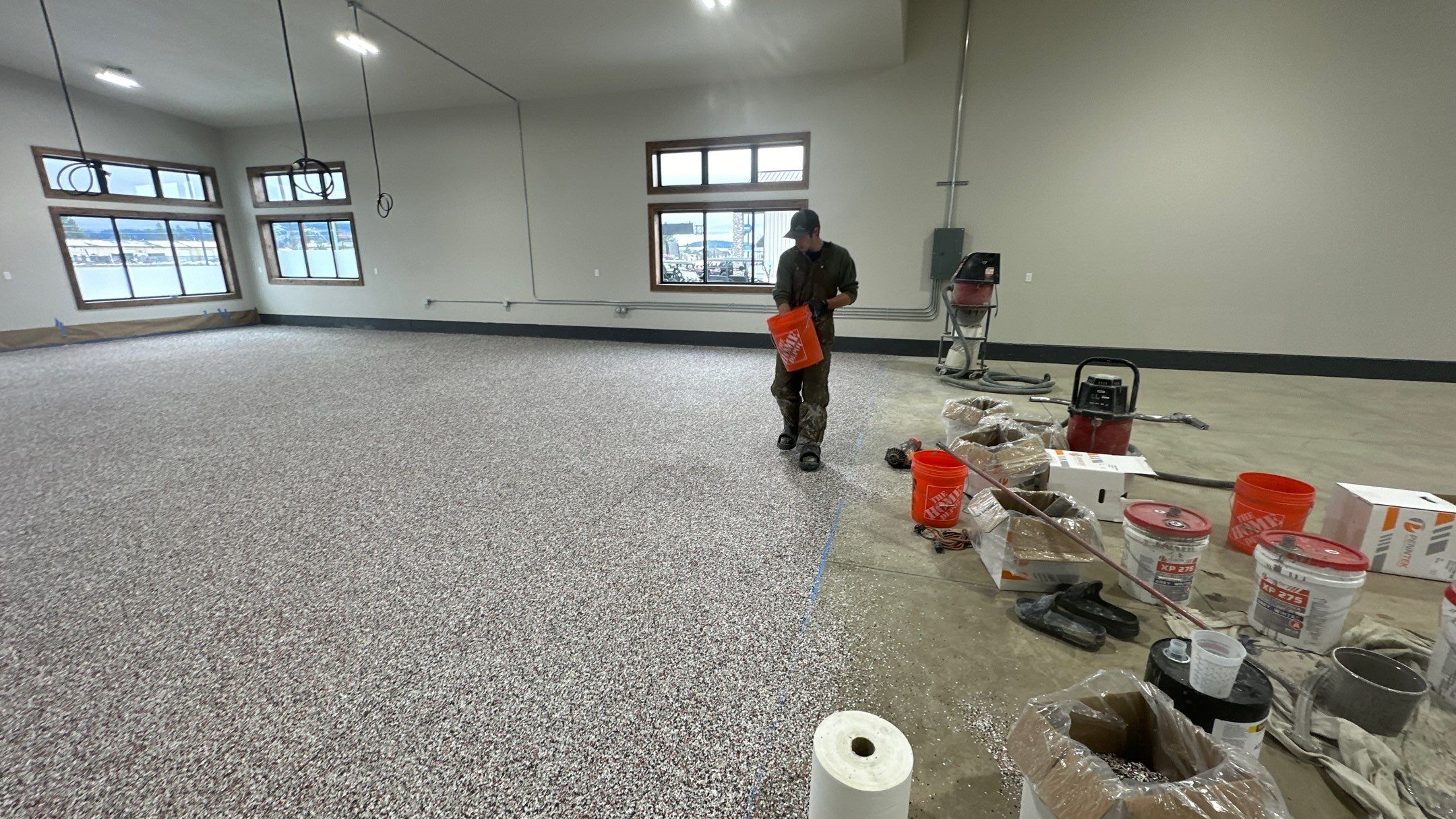 Maximum Exposure Commercial Floor using Domino w/ 5% Cherry Bomb Red  by Croc Coatings, LLC