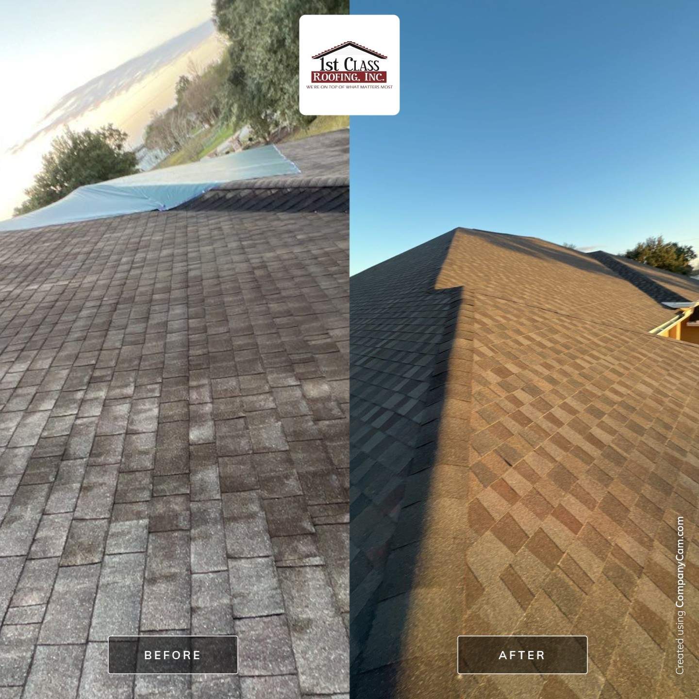 Residential Roofing Installation using GAF Timberline HDZ American Harvest by 1st Class Roofing, Inc.