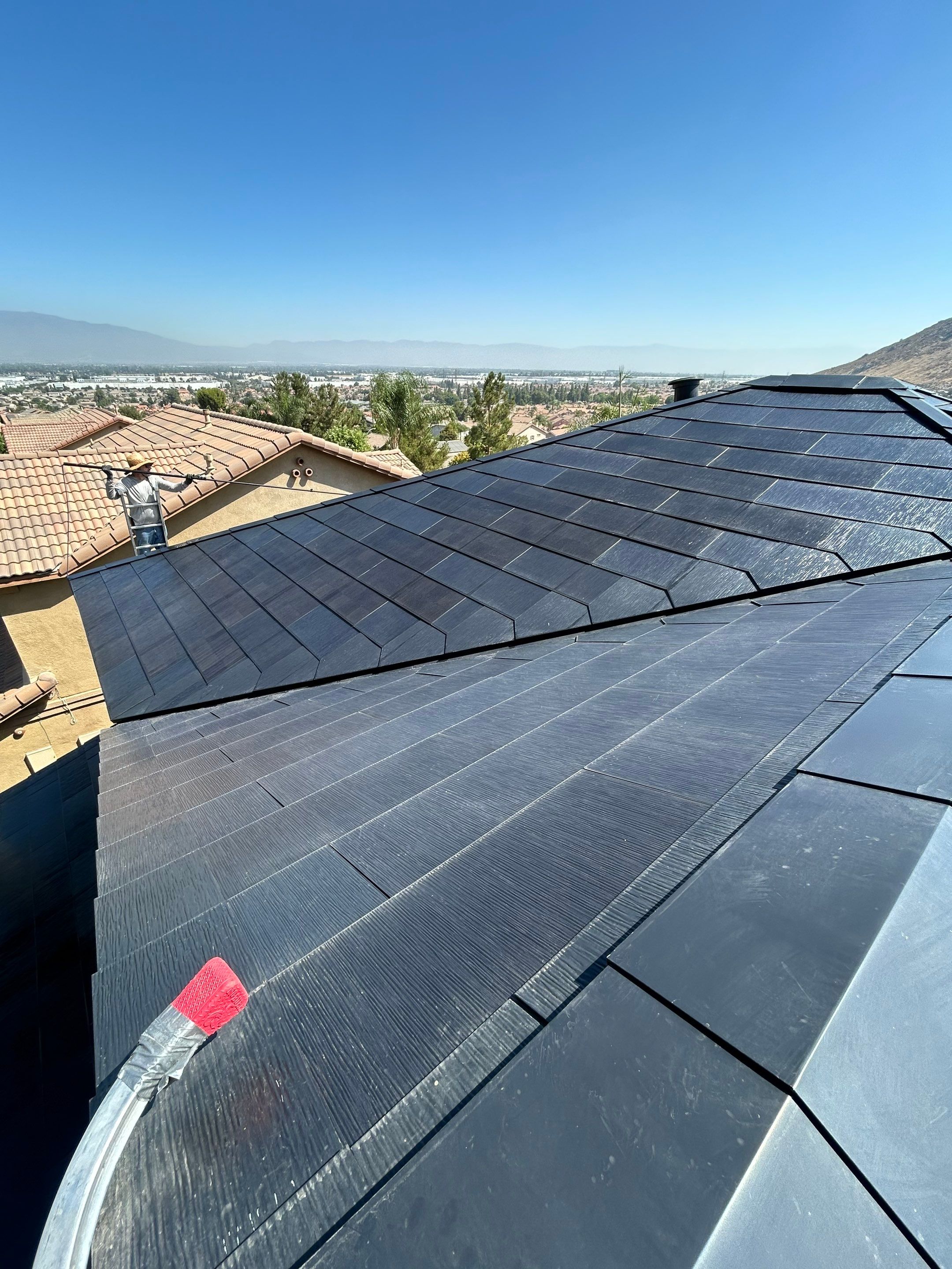 Tesla Roof Cleaning in Fontana California by Palm Coast Solar Cleaning