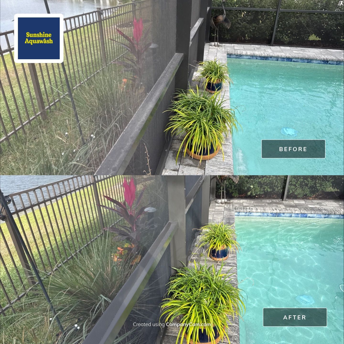 Construction debris on Pool Cage Screen Enclosure Cleaning by Sunshine AquaWash