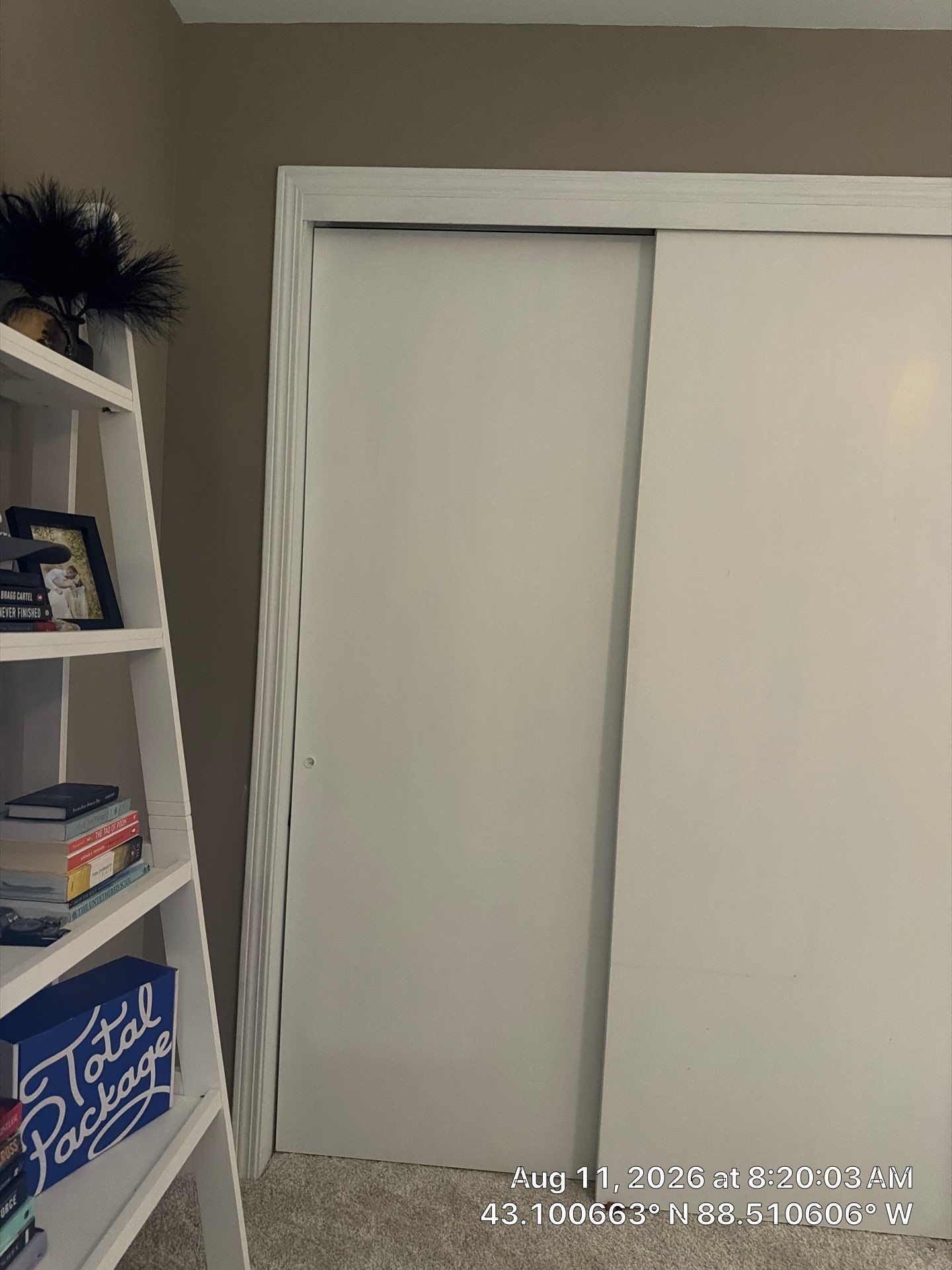 White Sliding Bypass Closet Door Installation in Oconomowoc by CompanyCam Sales Demo