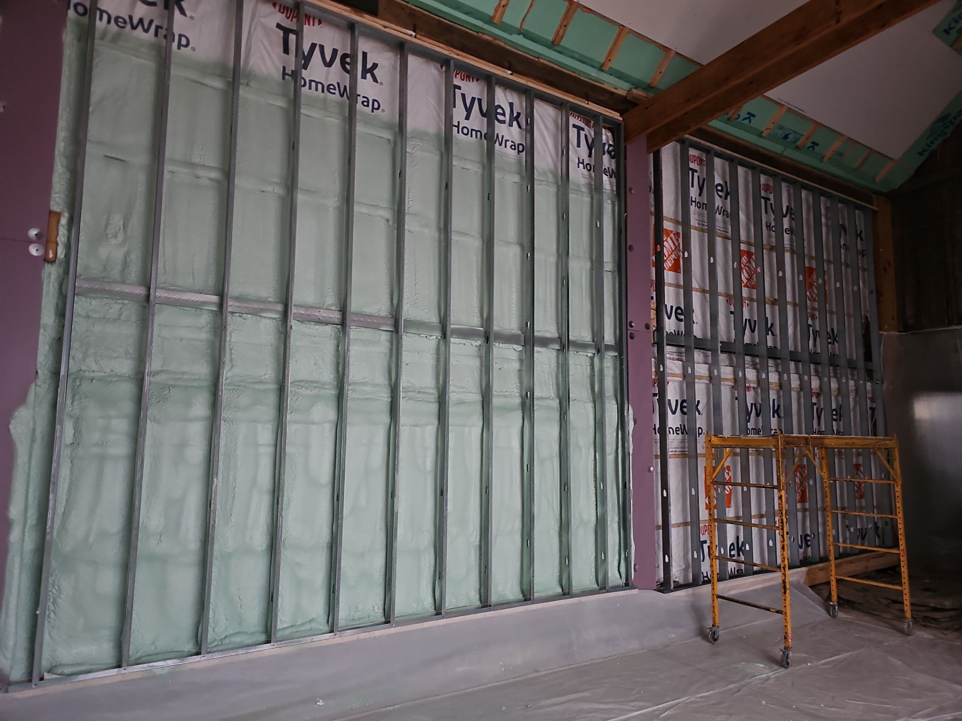 Exterior Installation using Closed Cell Spray Foam by NYS Foam & Energy