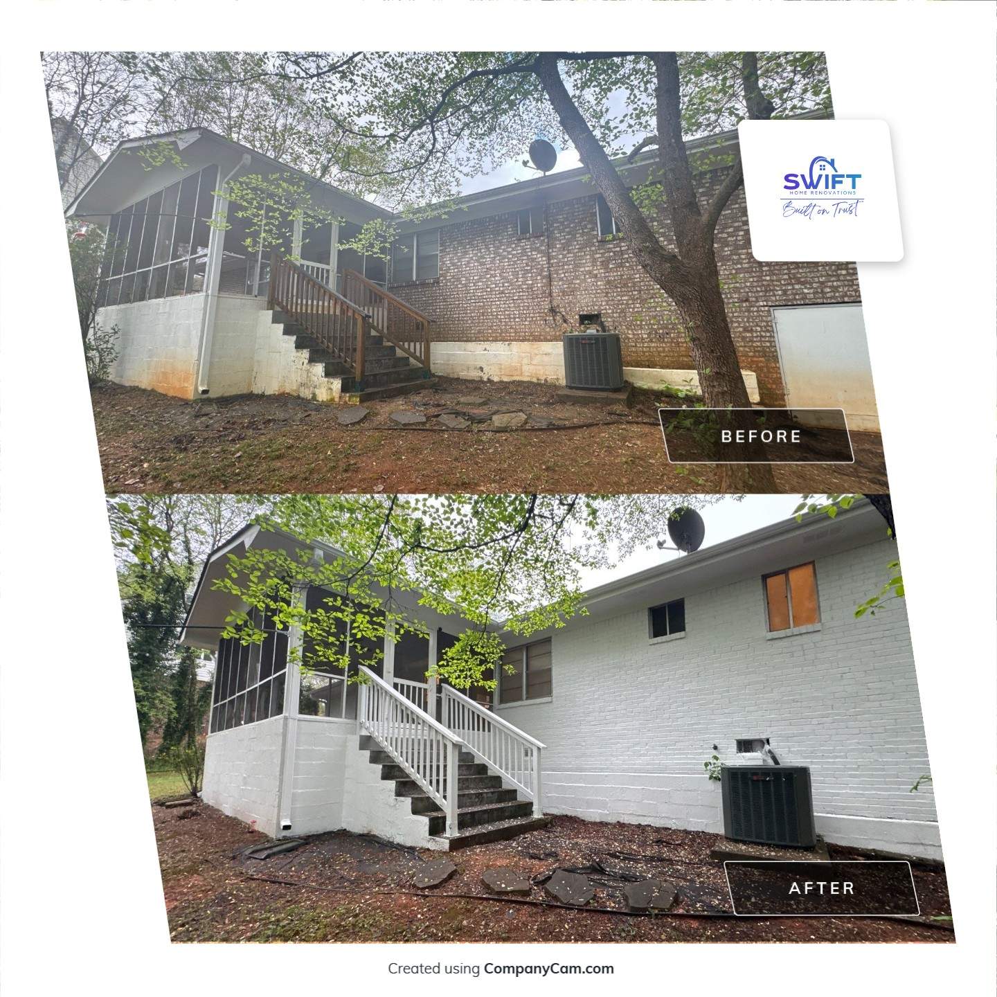 White Brick Exterior Painting and Shutter Refresh in Marietta by Swift Home Renovations