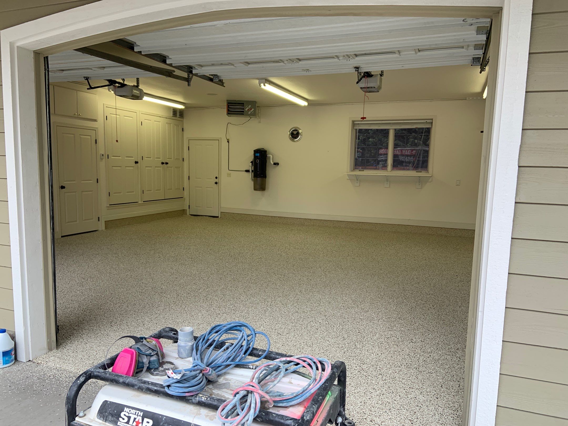 Garage Transformation using Driftwood Colorway by Croc Coatings, LLC