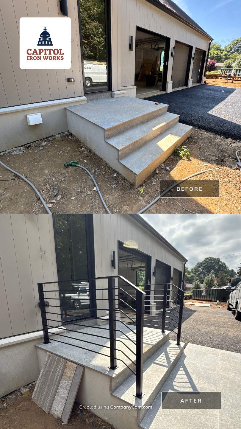Modern Custom Horizontal Round Bar Railings – Contemporary Residential Design by Capitol Iron Works