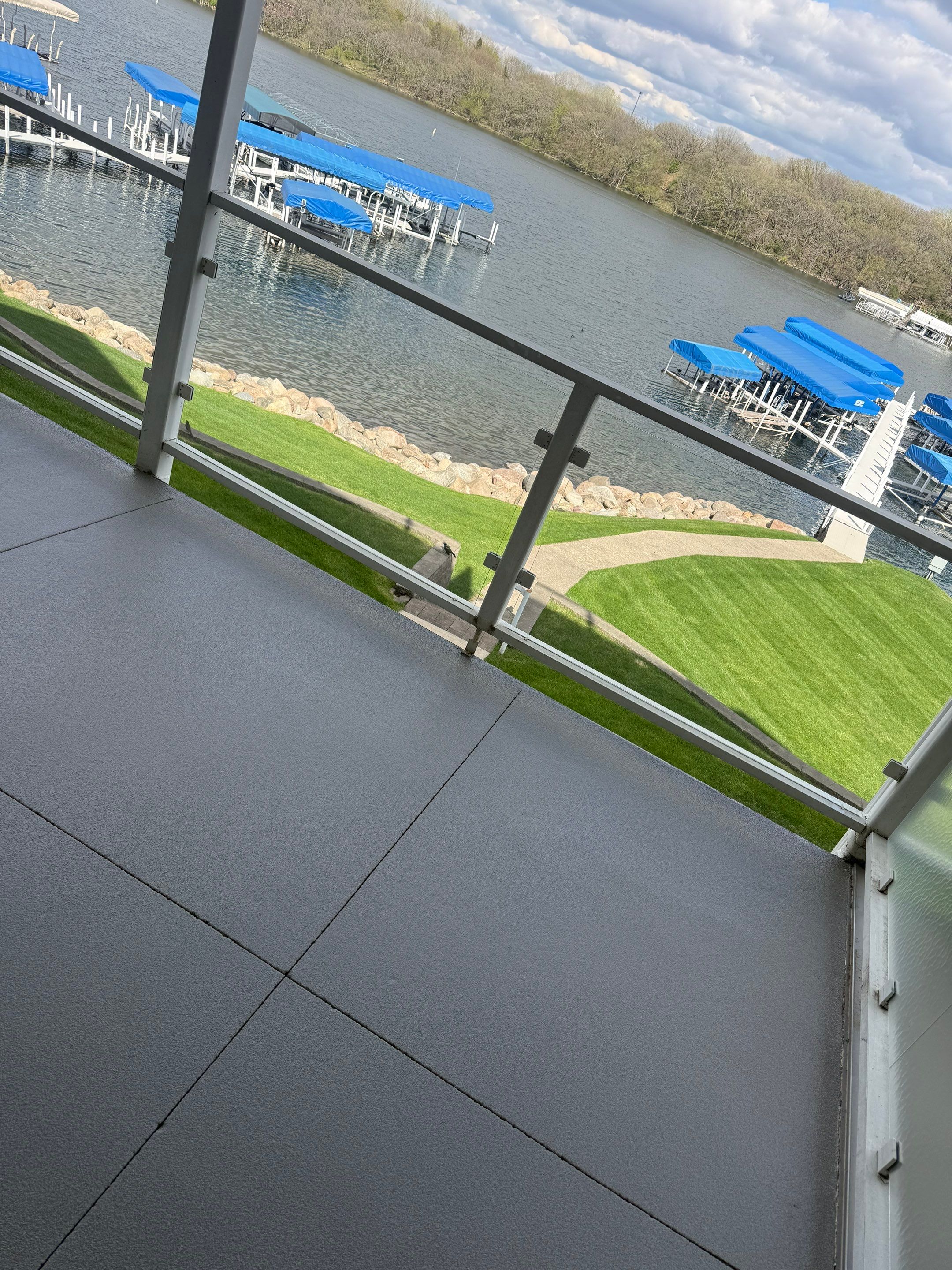 Dark Gray Slip-Resistant Concrete Coating for Arnolds Park Balcony by Select Painting, Coatings & Garage Cabinets