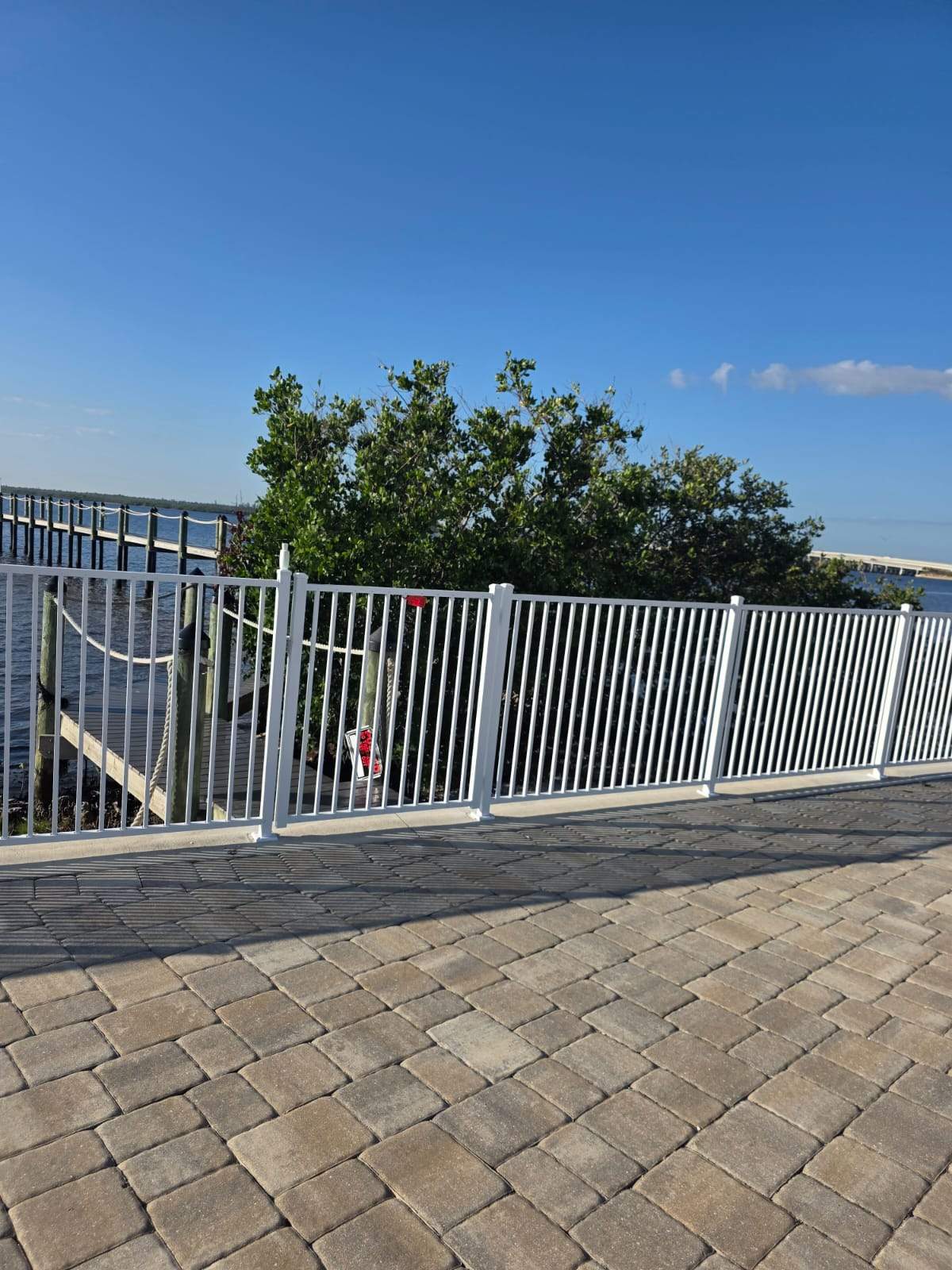White Aluminum Railing Installation for Commercial Property in Port Charlotte by True Fence LLC