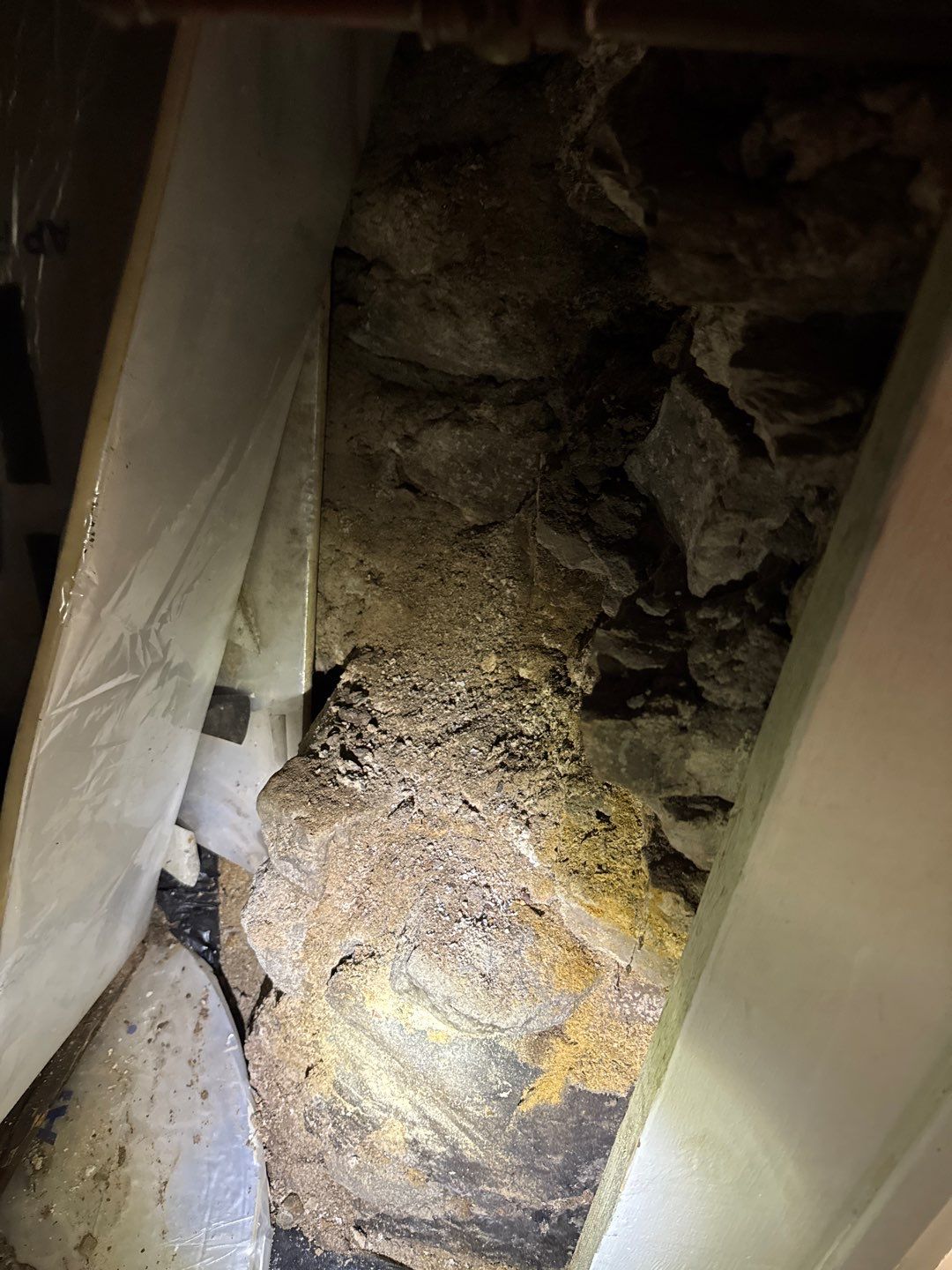 Parge Coating Drew's Stone Foundation by Waterproofing Northeast
