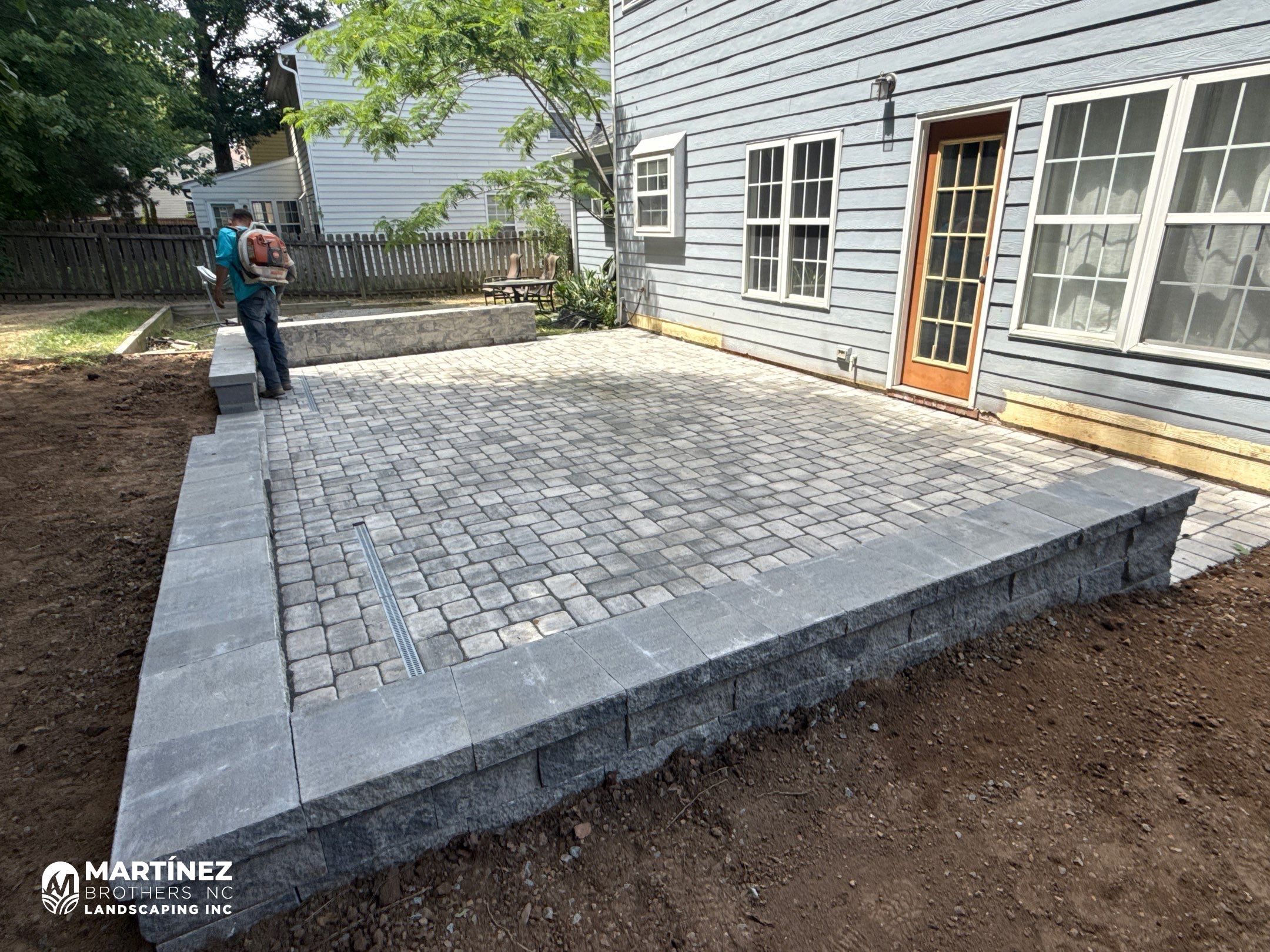 Paver patio with drainage in Durham by Martinez Brother’s Nc Landscaping Inc