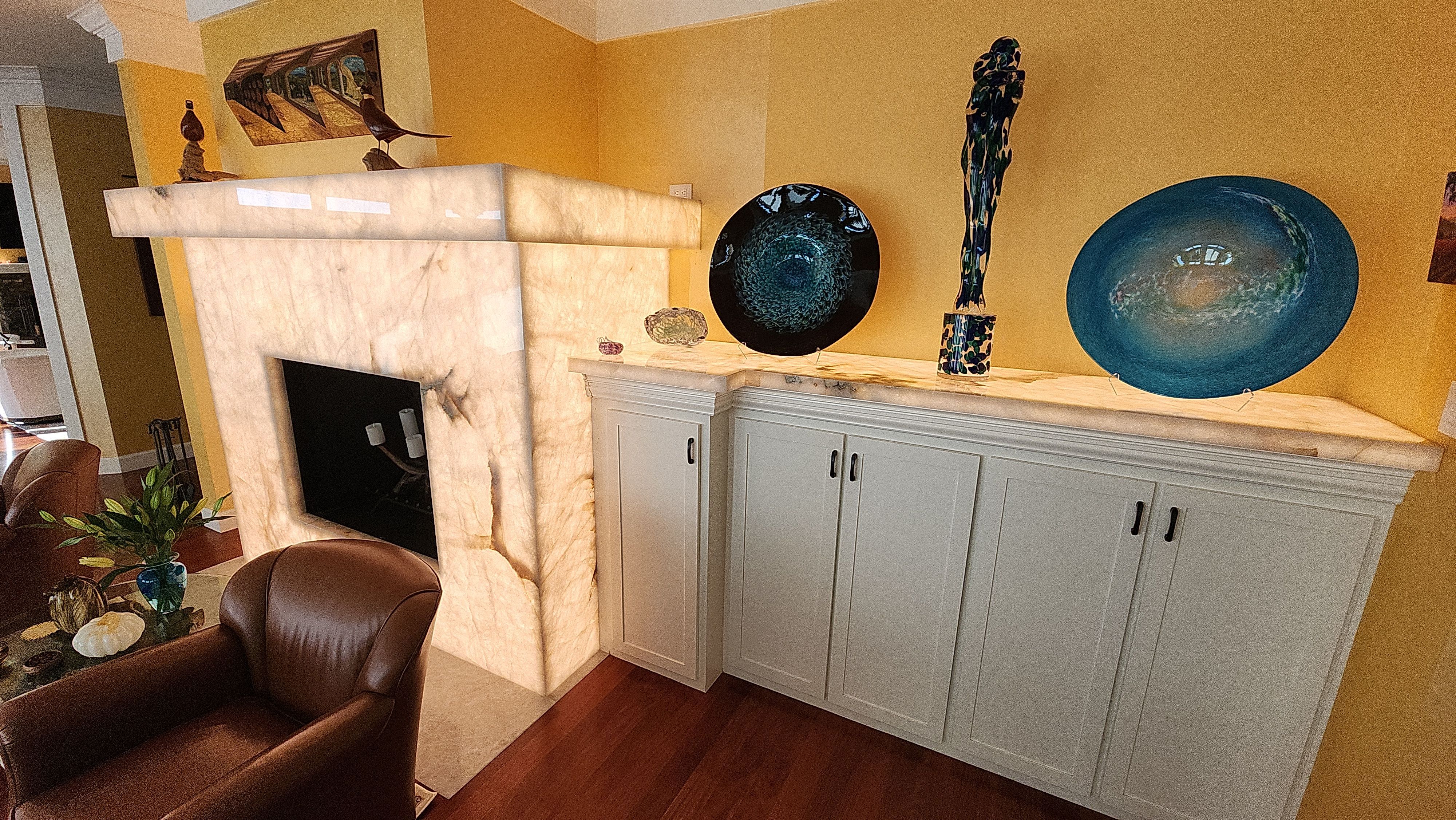 Backlit Stone On A Fireplace by S.Y. Electric Inc.