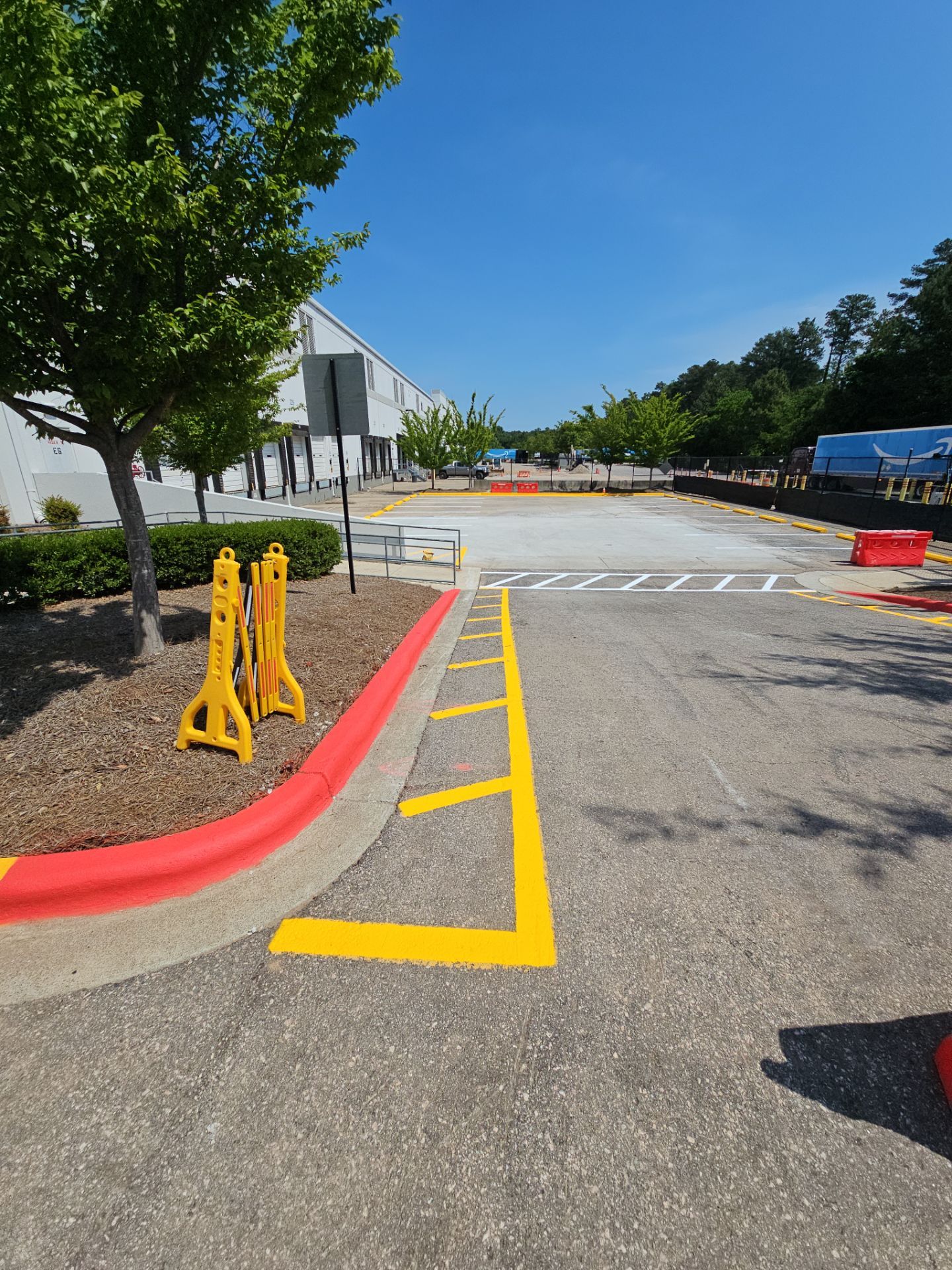 Striping Amazon Parking Lot  by Billy Weatherspoon Contractor