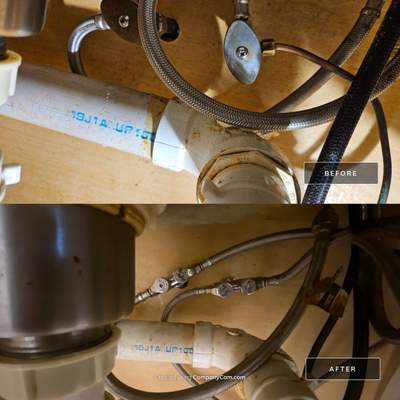 Plumbing Repair using Stop Valves and Braided Dishwasher Hose