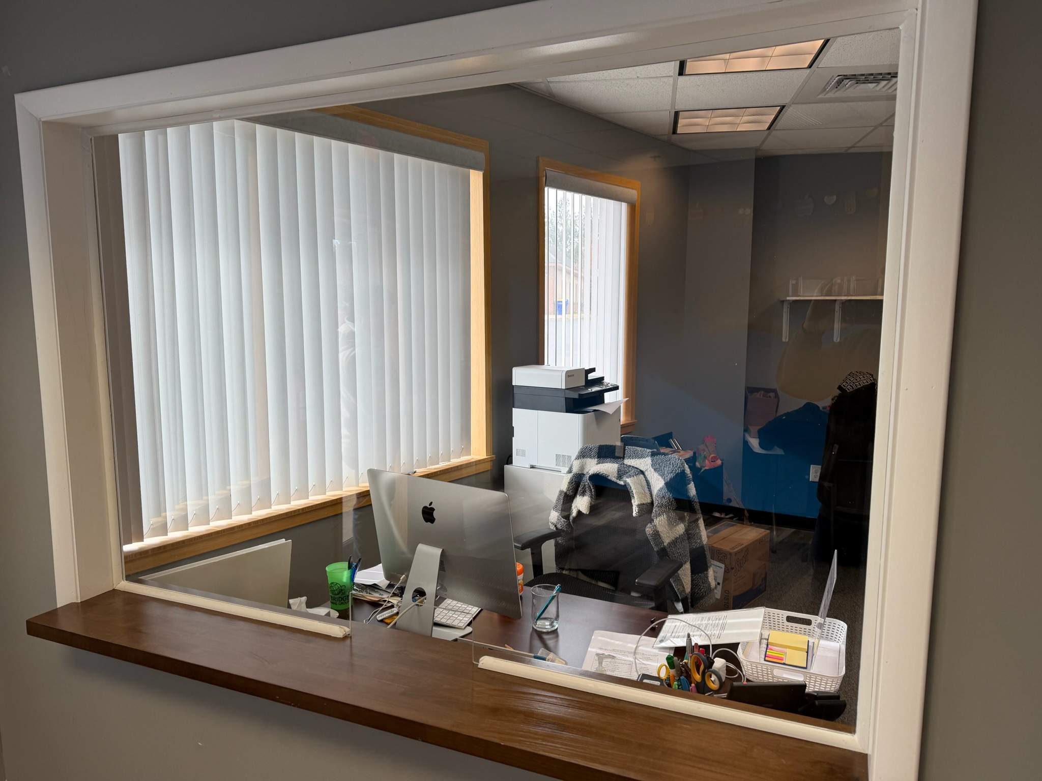 Commercial Plexiglass Partition Installation – School Front Lobby by Laser Focused Solutions LLC