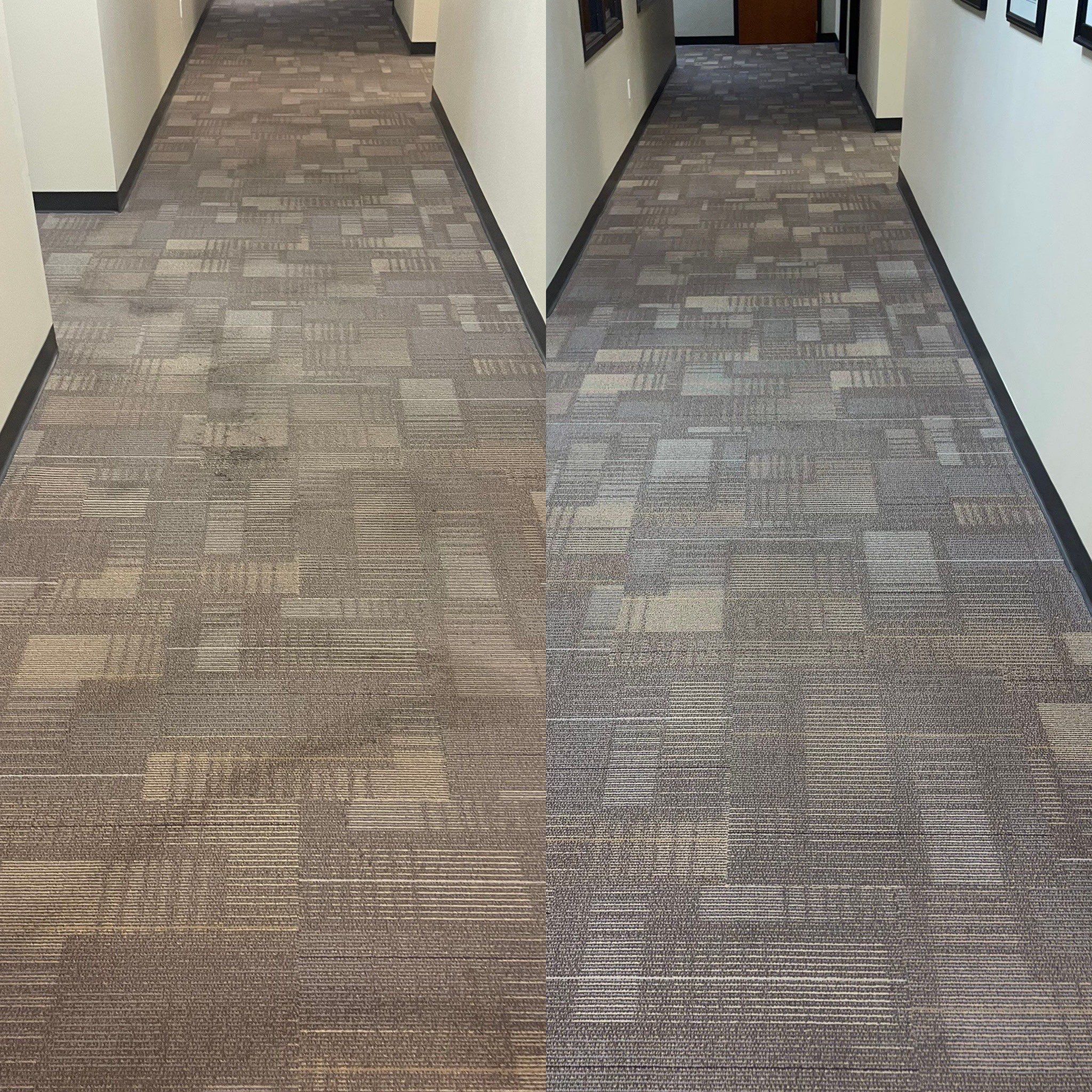 carpet cleaning service for a commercial hallway removing stains and refreshing the carpet appearance