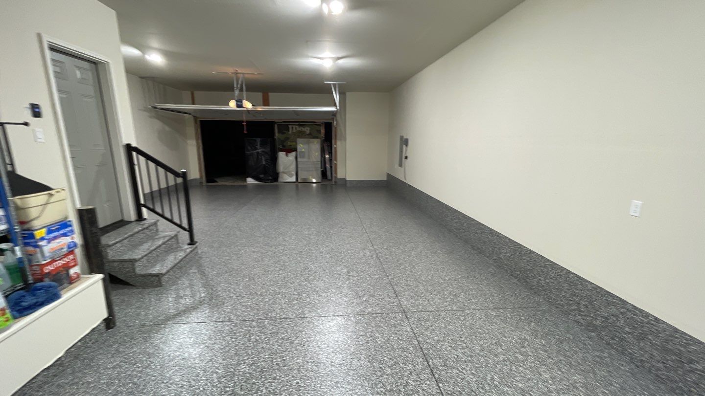 Garage Transformation using Smoke Colorway by Croc Coatings, LLC
