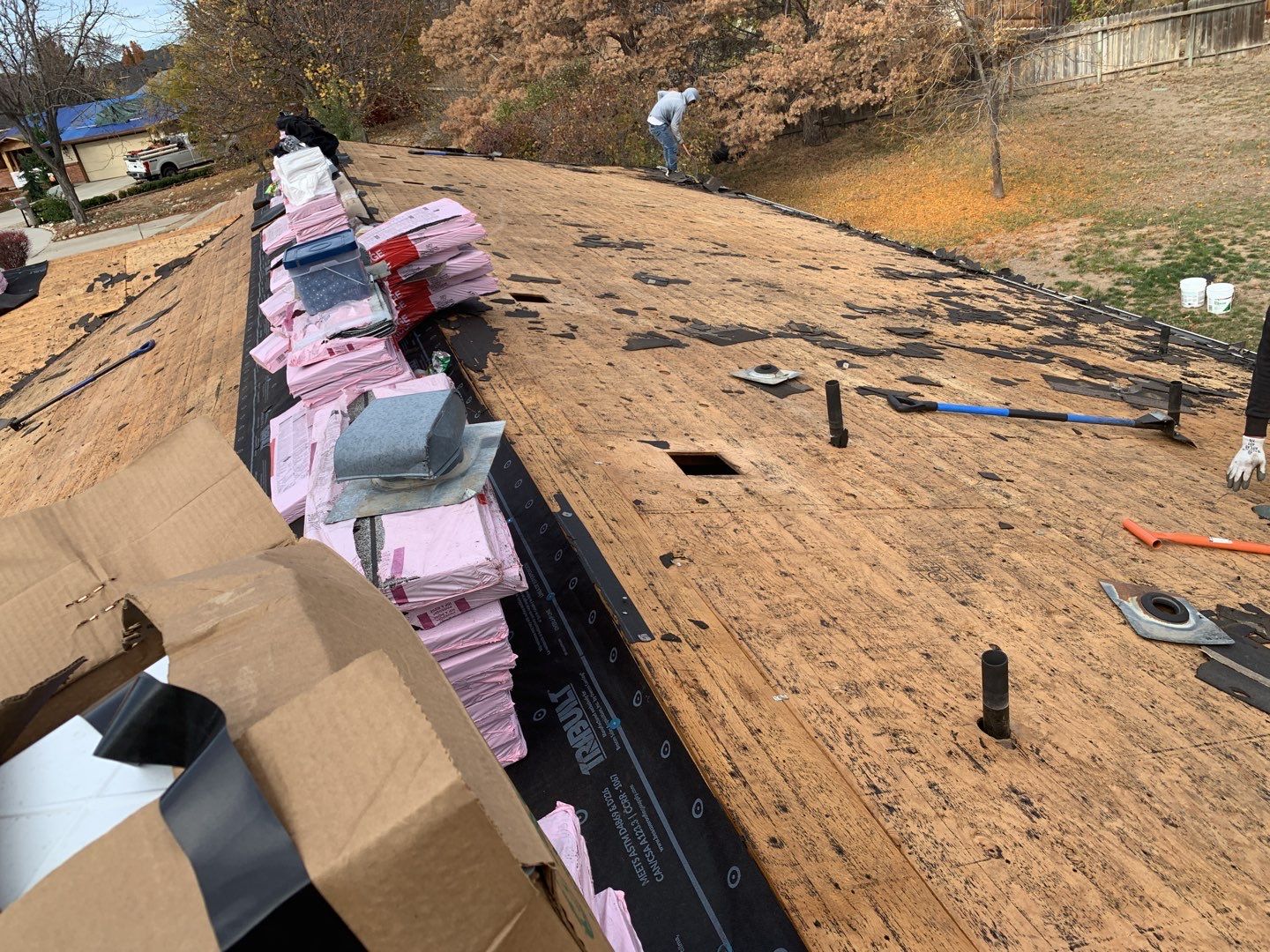 Boise single level low pitched roofing installation using Owens Corning in Teak by ID Roofing LLC