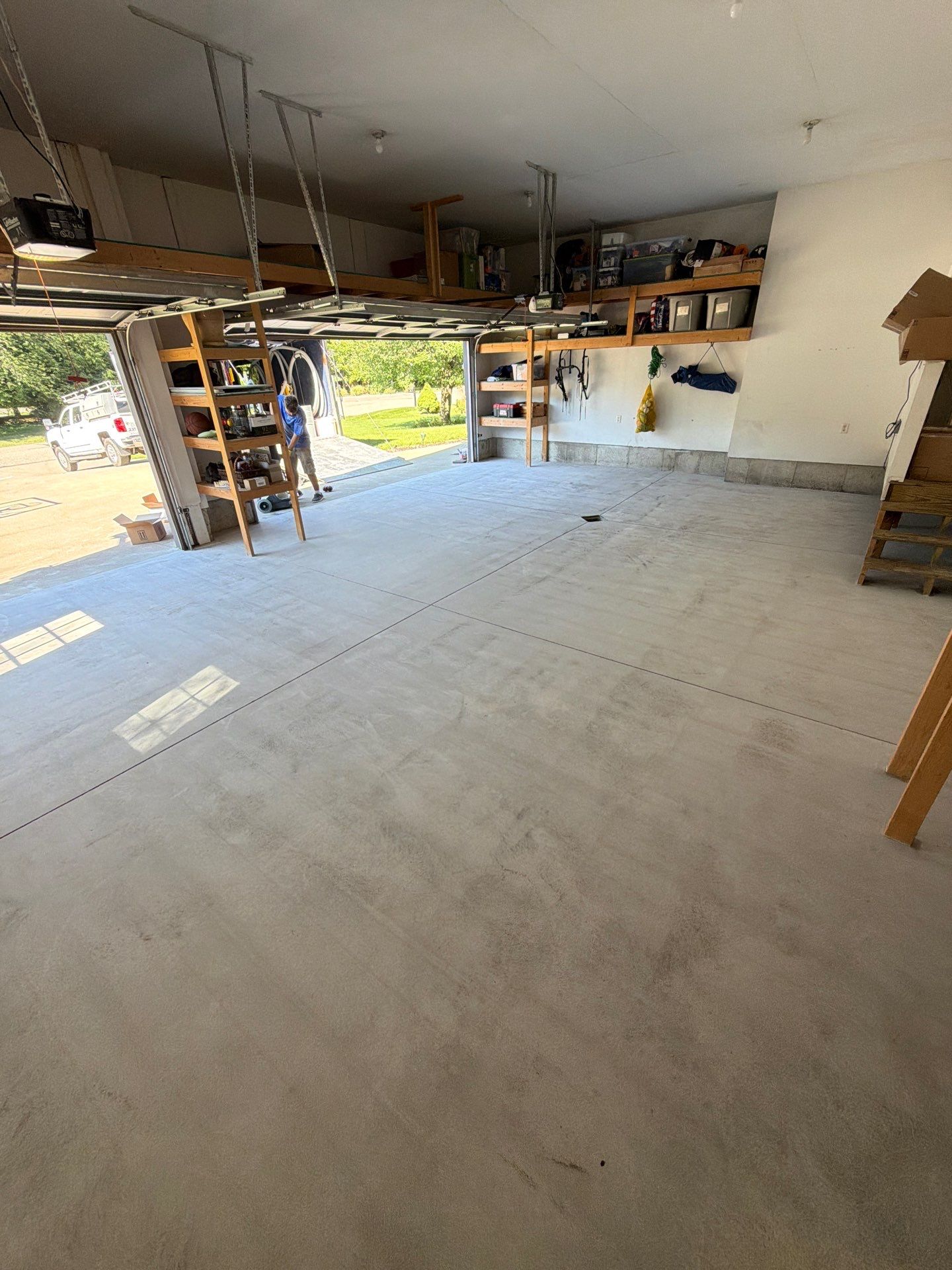 Custom Tidal Wave Epoxy Flake Floor Installation in Norton Shores. by Gordon Painting