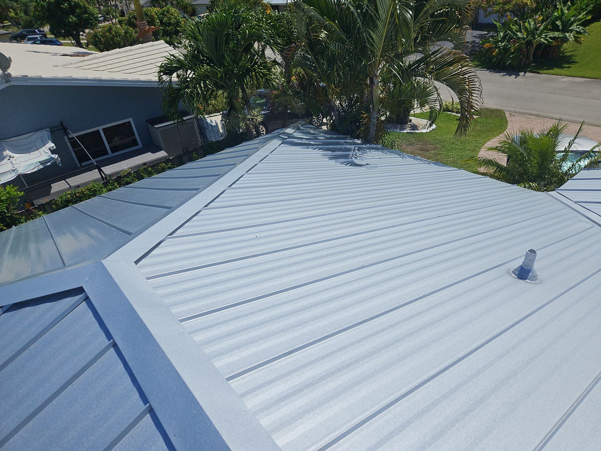 Residential Roofing Installation using 1" Nail strip metal roof by BLUES BROTHERS ROOFING