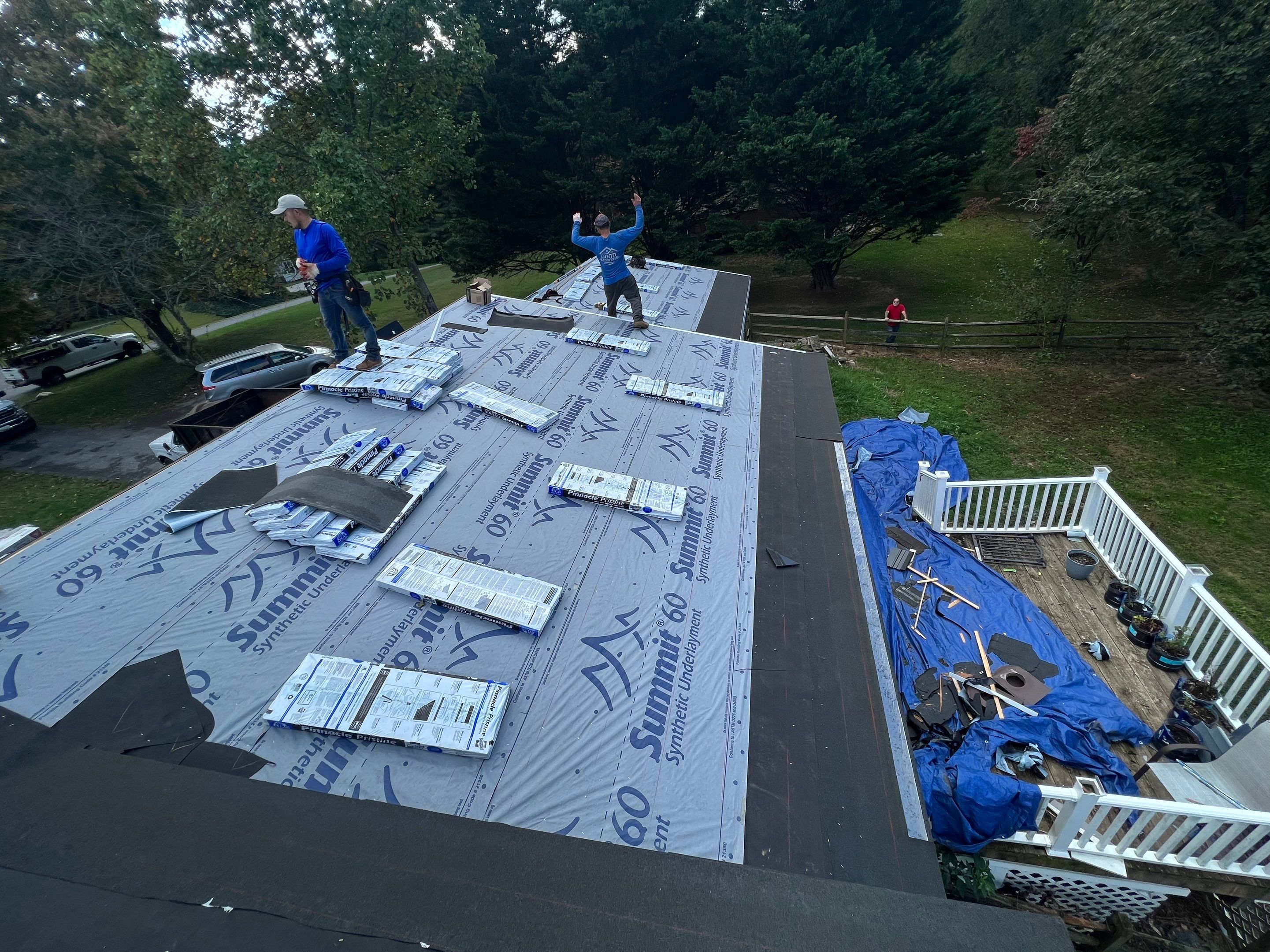 Residential Roofing Installation using Atlas Pinnacle Pristine Pewter Architectural Shingles by Frederick Roof Repair