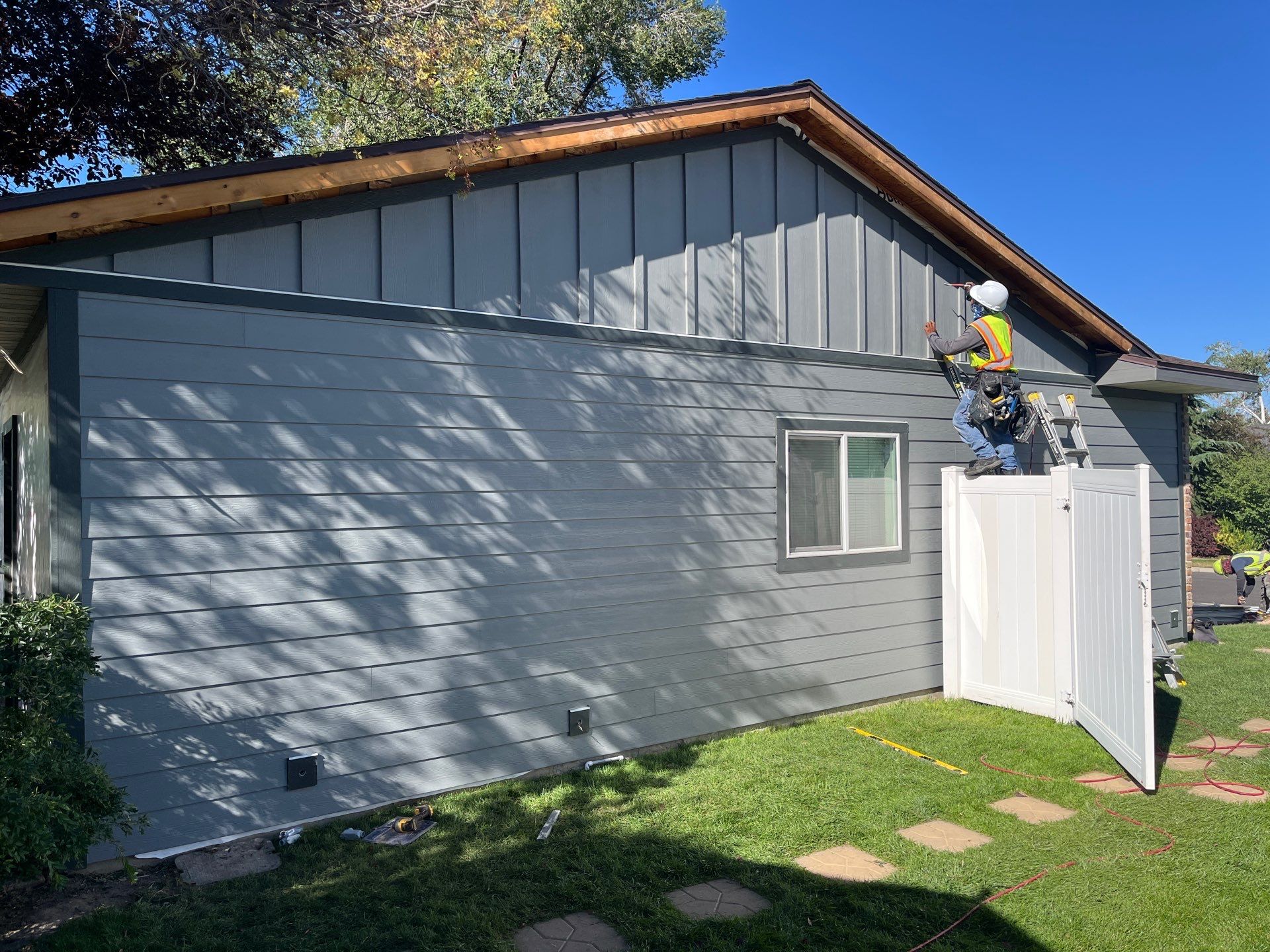 Sandy | Custom Hardie Mixed Profiles | Gray Slate & Iron Gray Trim by Ideal Siding Utah