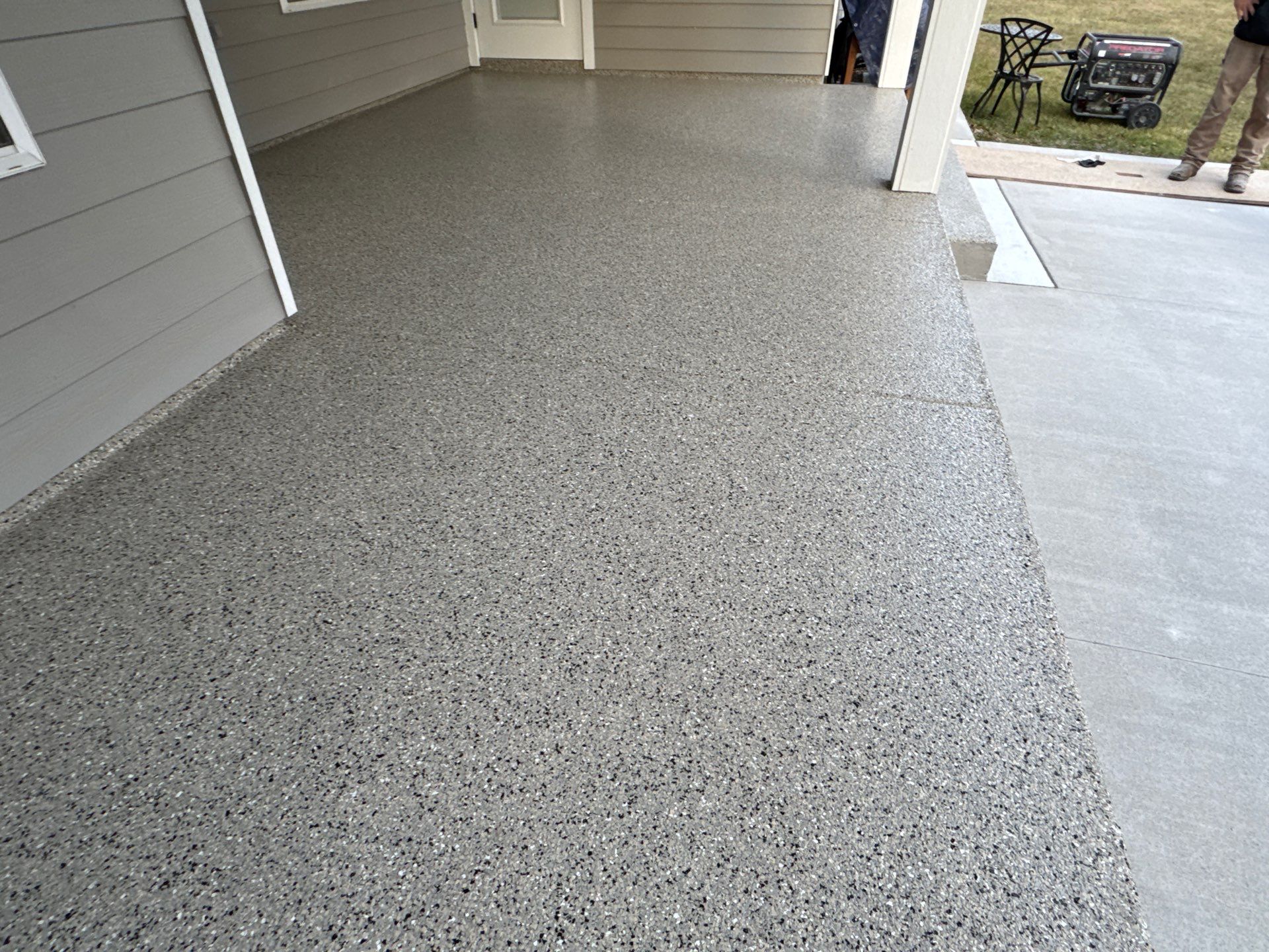 Patio and Sidewalk in Fort White, FL (Patio in Mediterranean, Sidewalk in Claystone Custom Hybrid) by Cross Creek Concrete Coatings