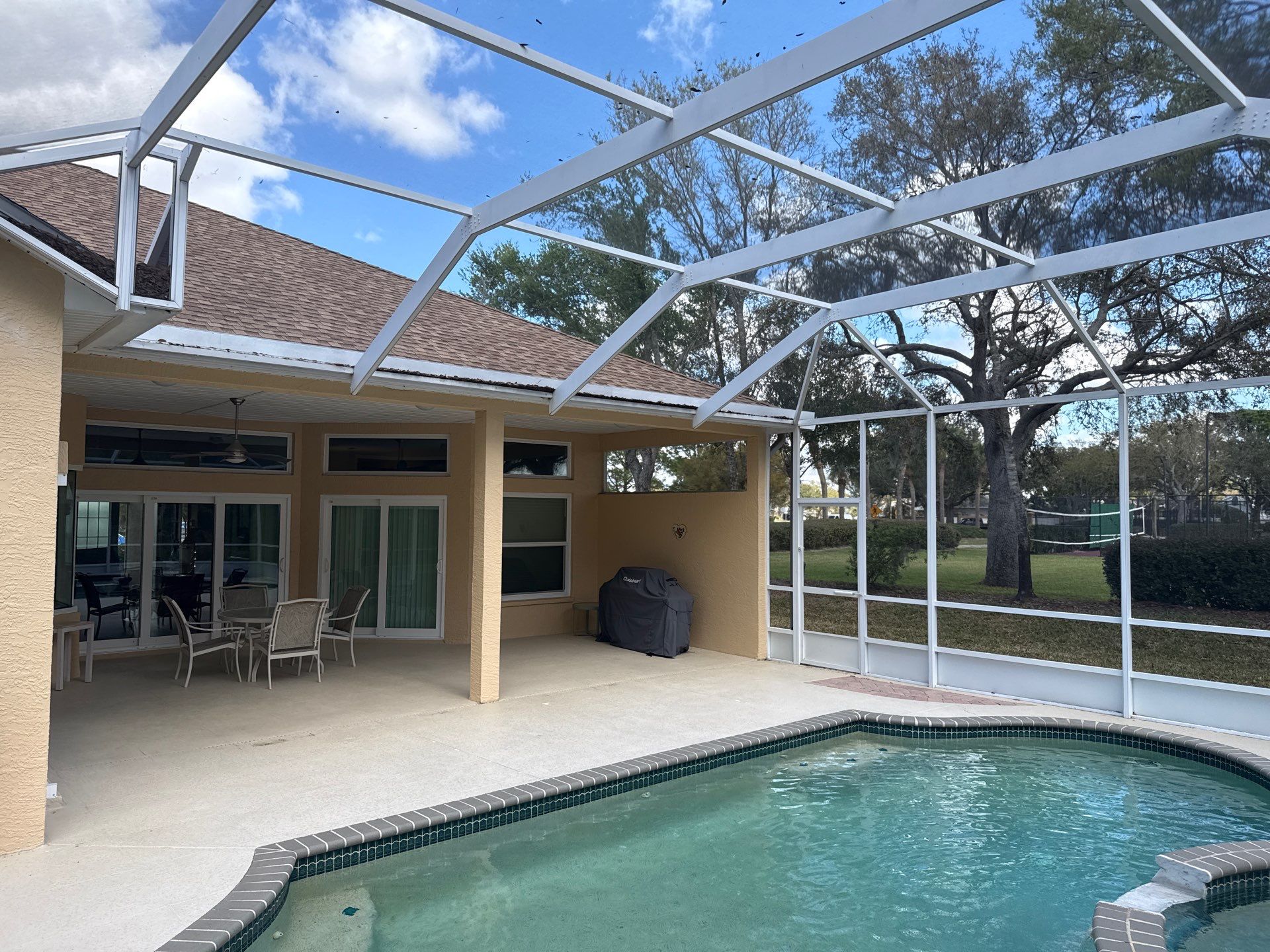 Painted Pool Deck, Pool Cage & Exterior Surface Cleaning in Creekwood – Bradenton, FL by Sunshine AquaWash