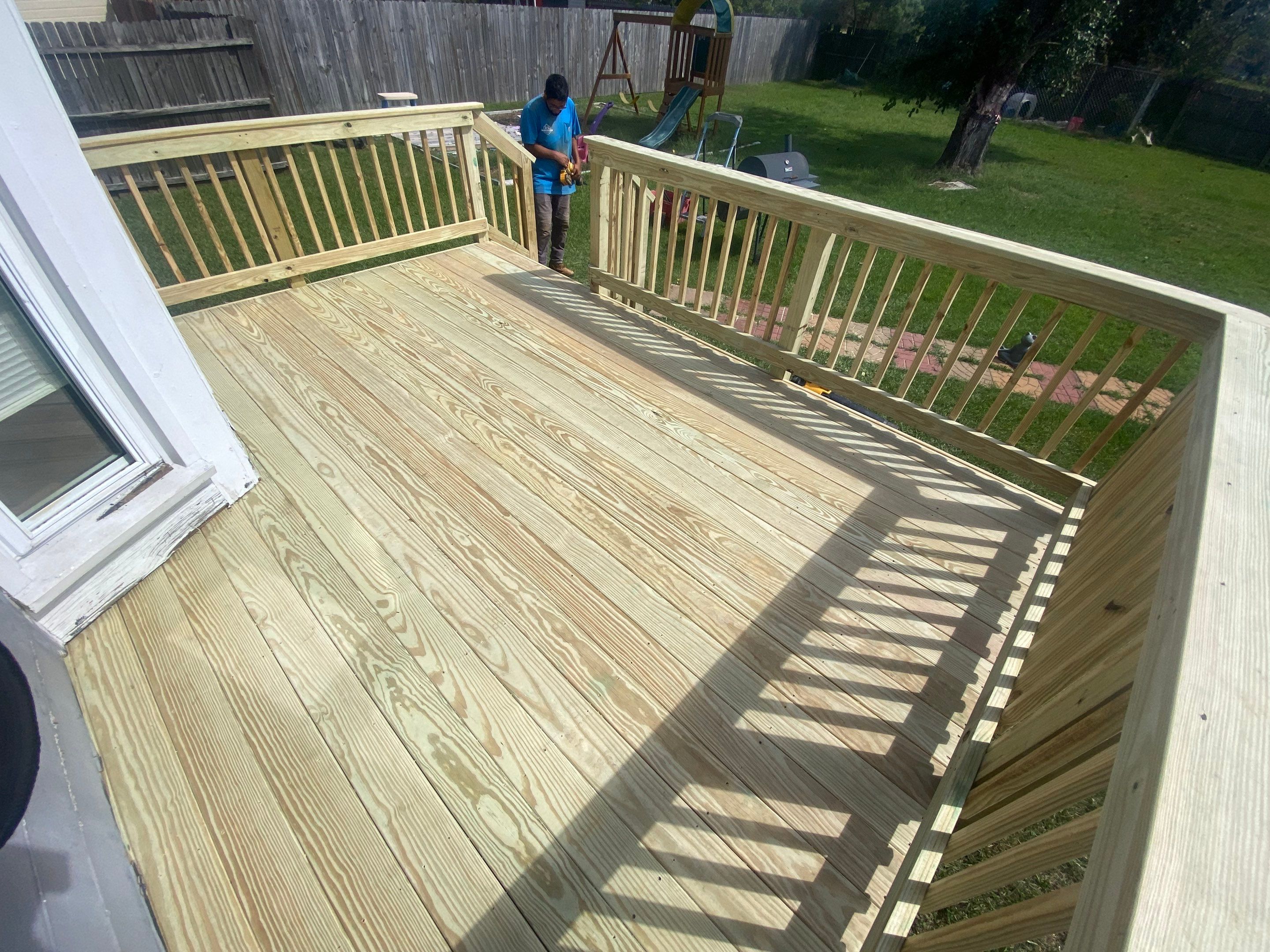 Pressure-Treated Wood Deck Resurface and Trim Repair in Fayetteville by The Remodeling Company