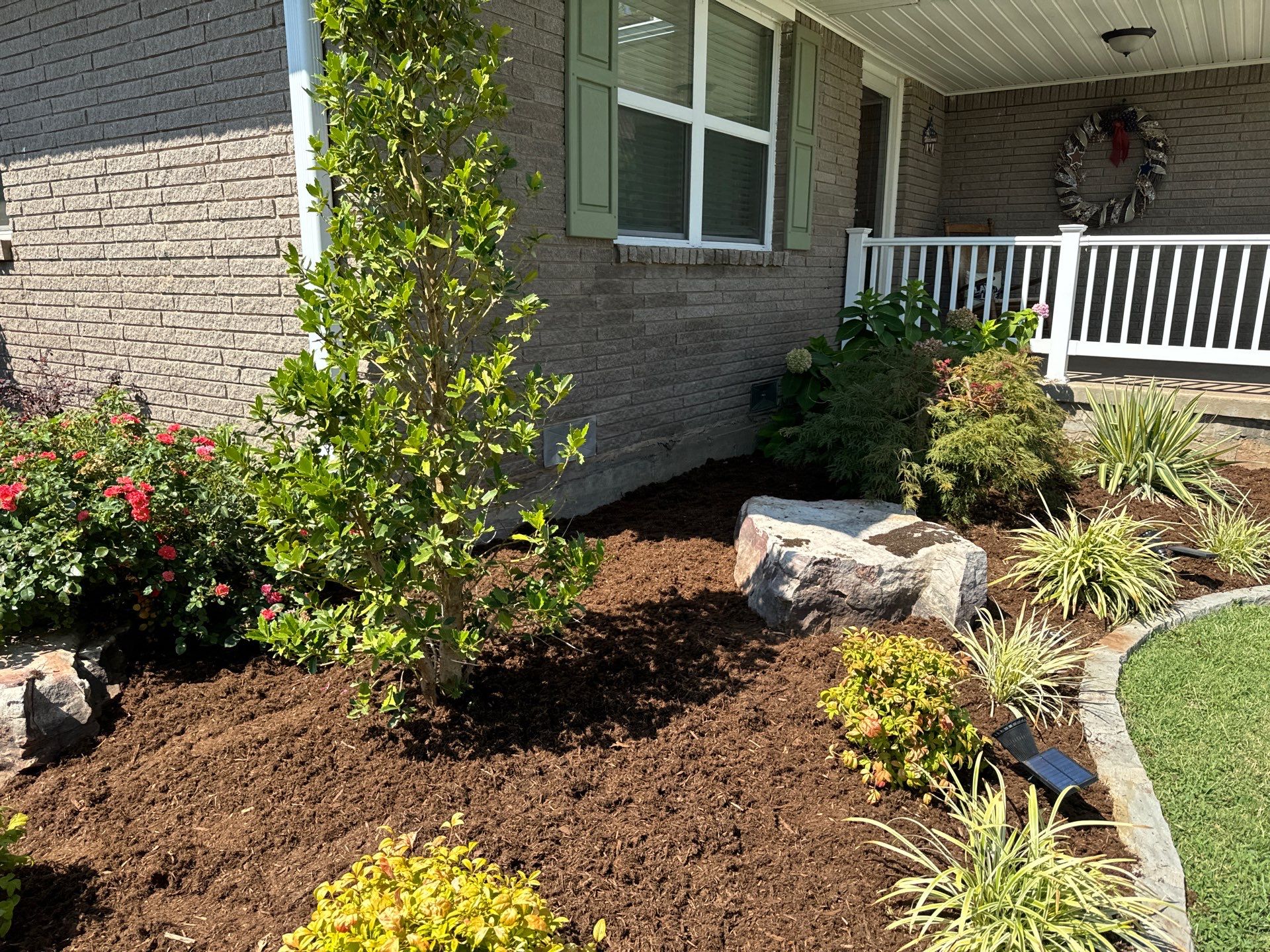 Landscape using Crepe Myrtle Plant by Clays Services Inc
