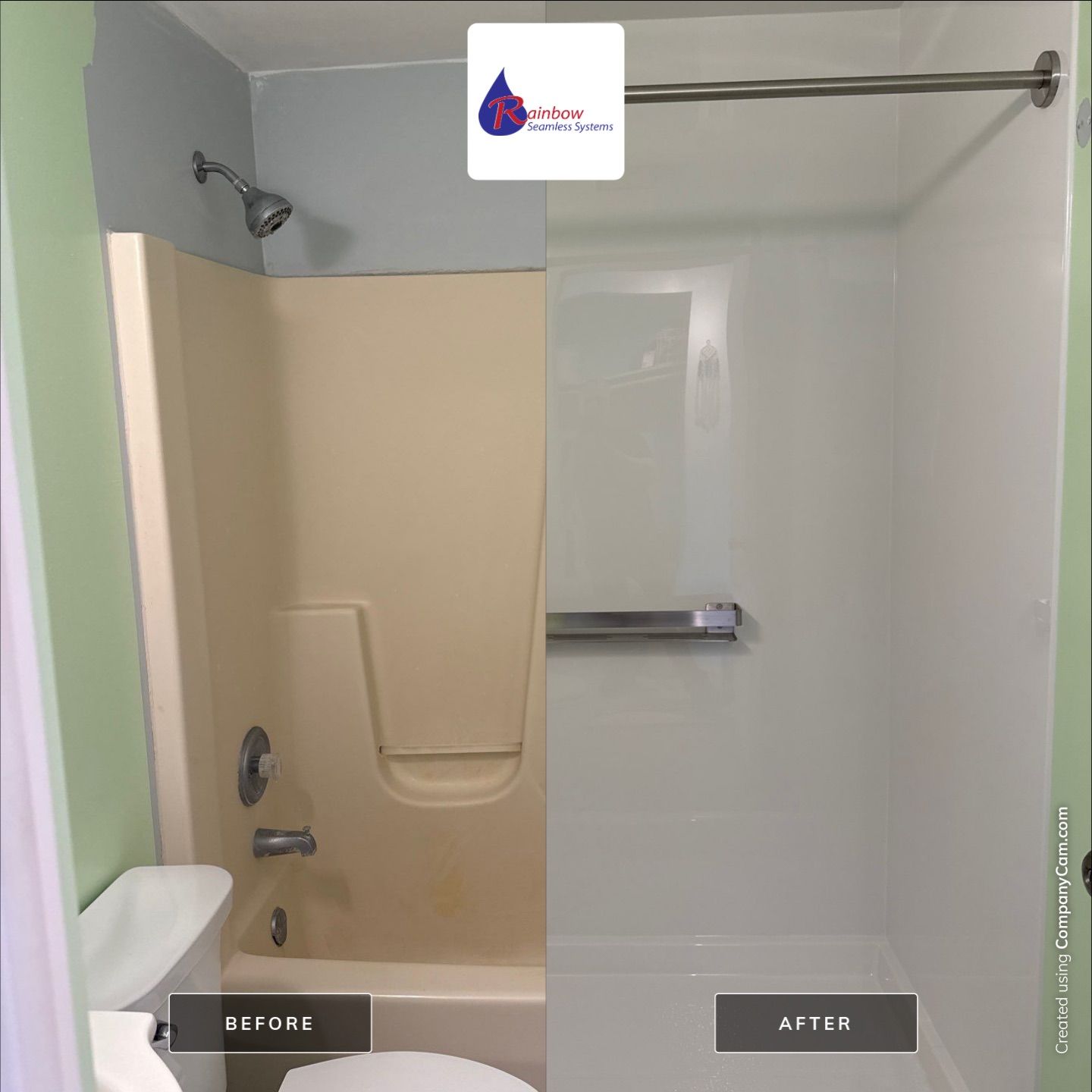 White Acrylic Walk-In Shower Installation in Boyne City by Rainbow Seamless Systems