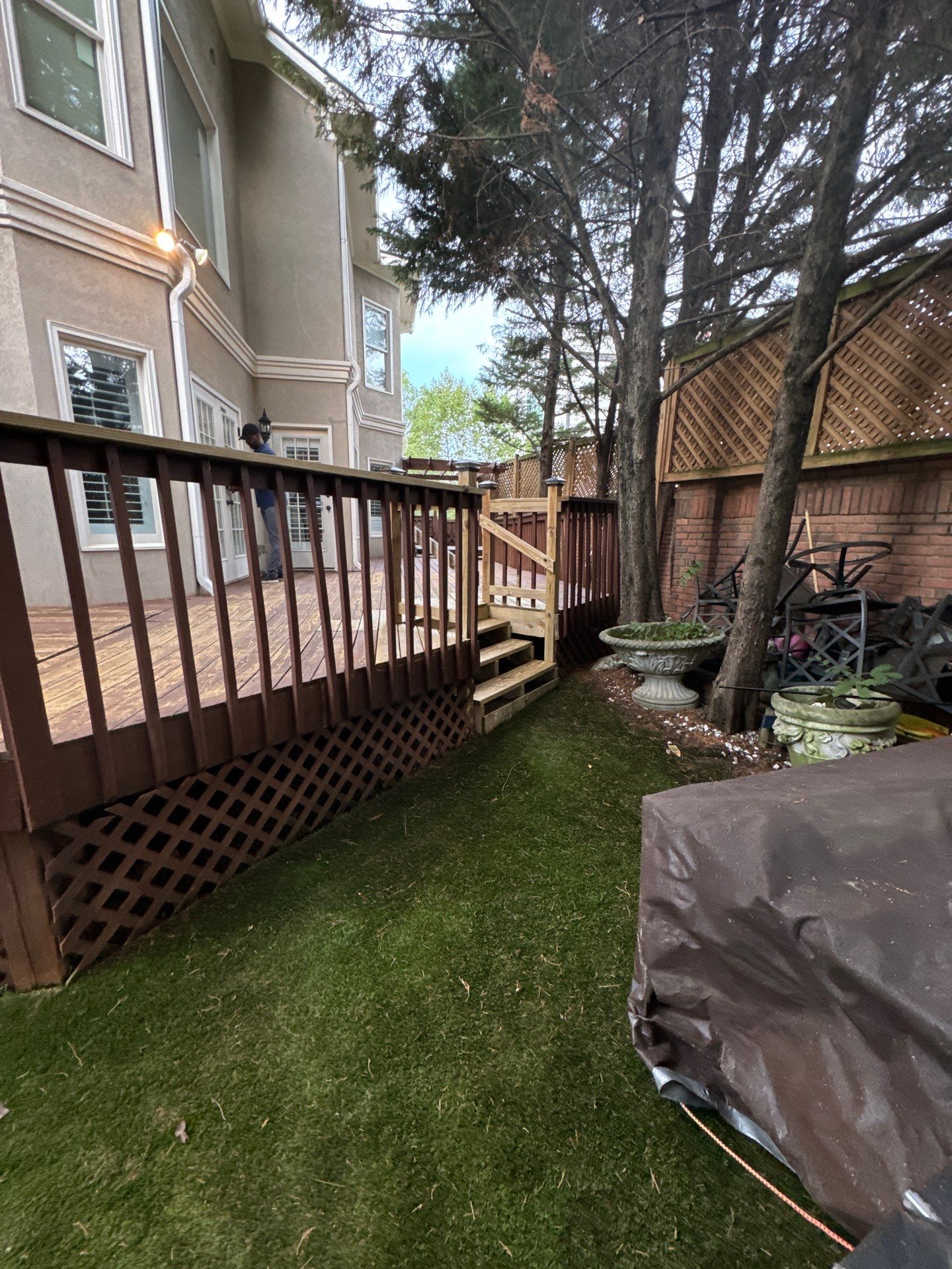 Full Exterior Stucco Painting and Wood Deck Staining in Atlanta by Swift Home Renovations
