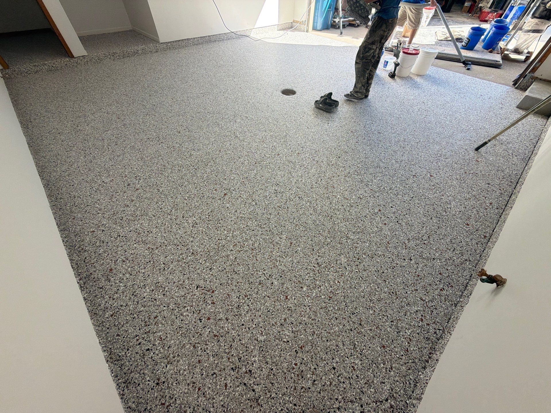 Custom Epoxy Flake Floor Coating and Ceiling Repair in Muskegon by Gordon Painting