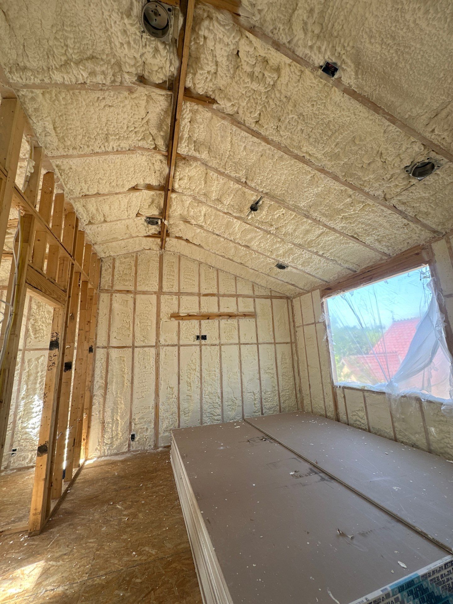 Full encapsulation with open cell spray foam on this custom home in Dallas by Apex Insulation Solutions