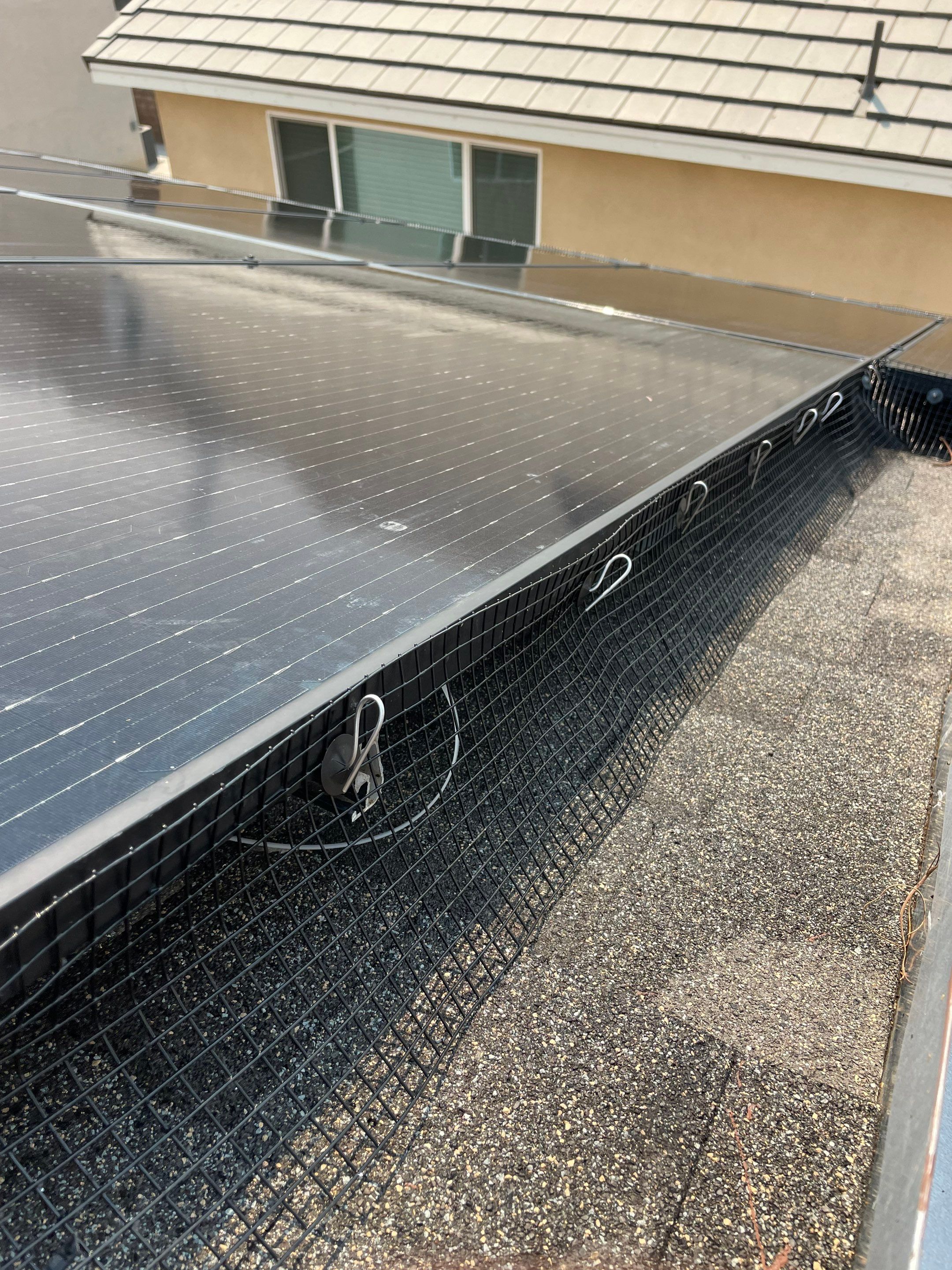 Solar Panel Bird Proofing in Ontario Ca by Palm Coast Solar Cleaning