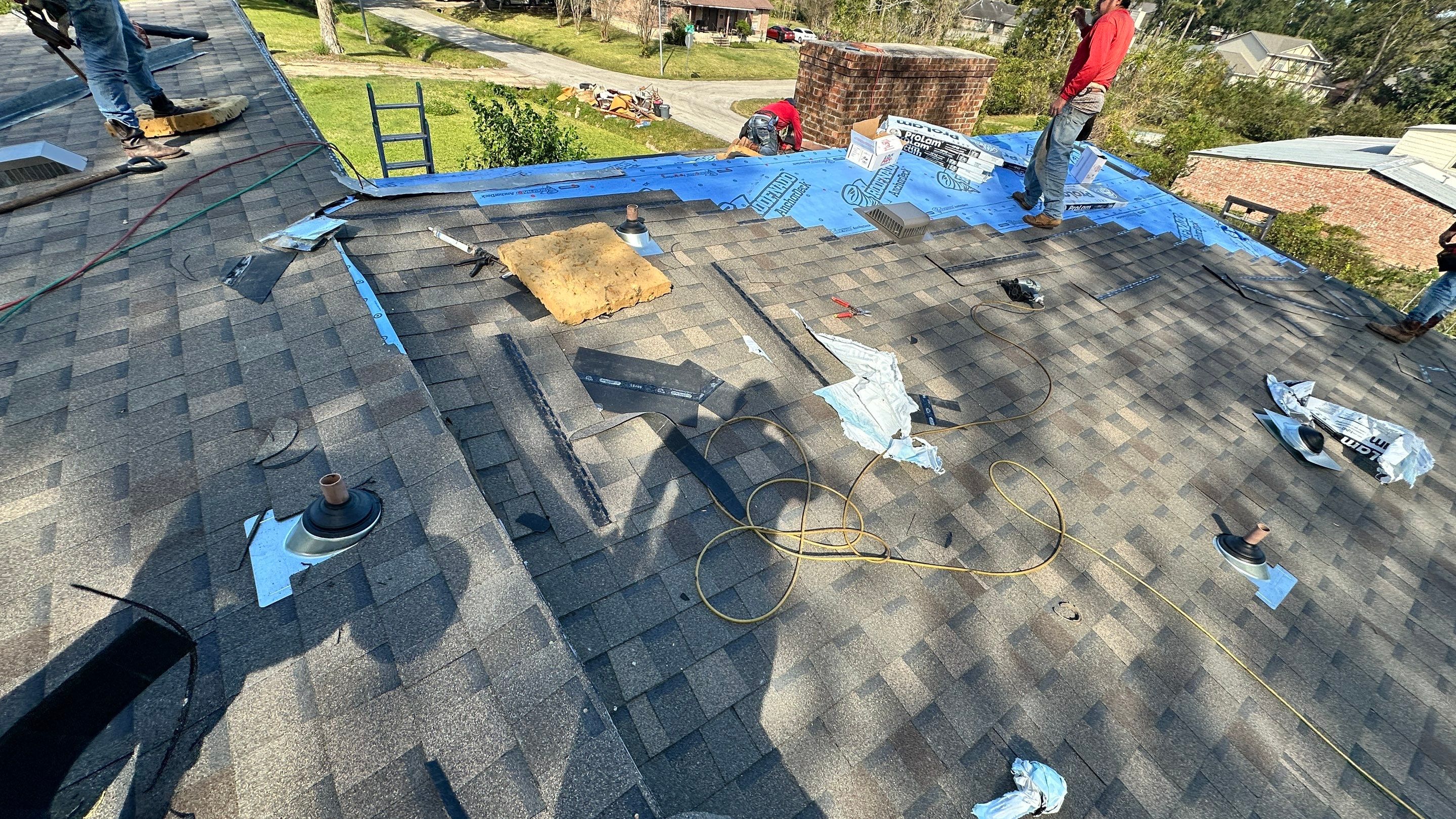 Roof Replacement with Chimney Flashing Detail — Houston, TX by PL Roofing & SB Roofing, LLC.