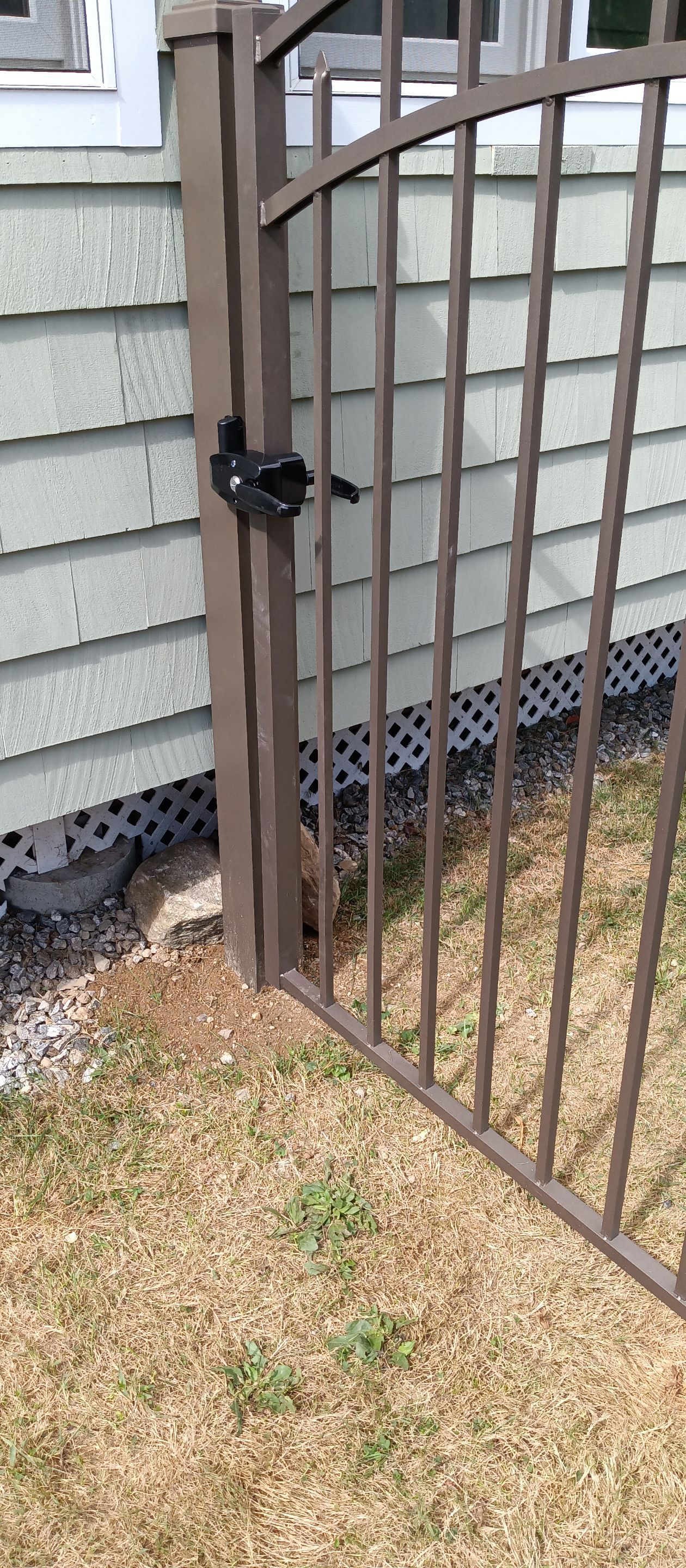 New Aluminum Fence with matching double gate in Bronze by DiGiorgi Roofing and Siding Inc
