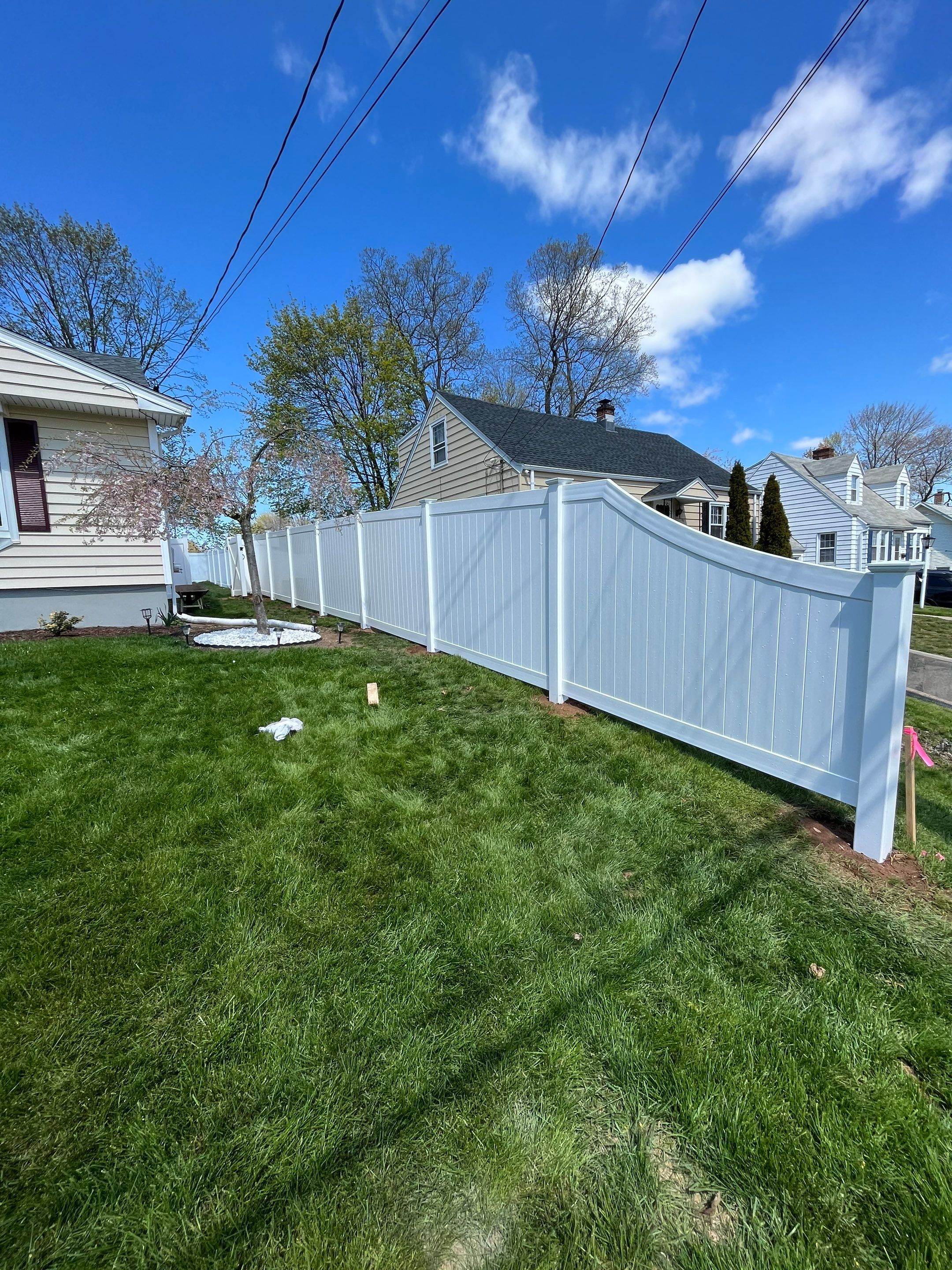New 6' Tall Vinyl Privacy Fence, with Transition.  by DiGiorgi Roofing and Siding Inc