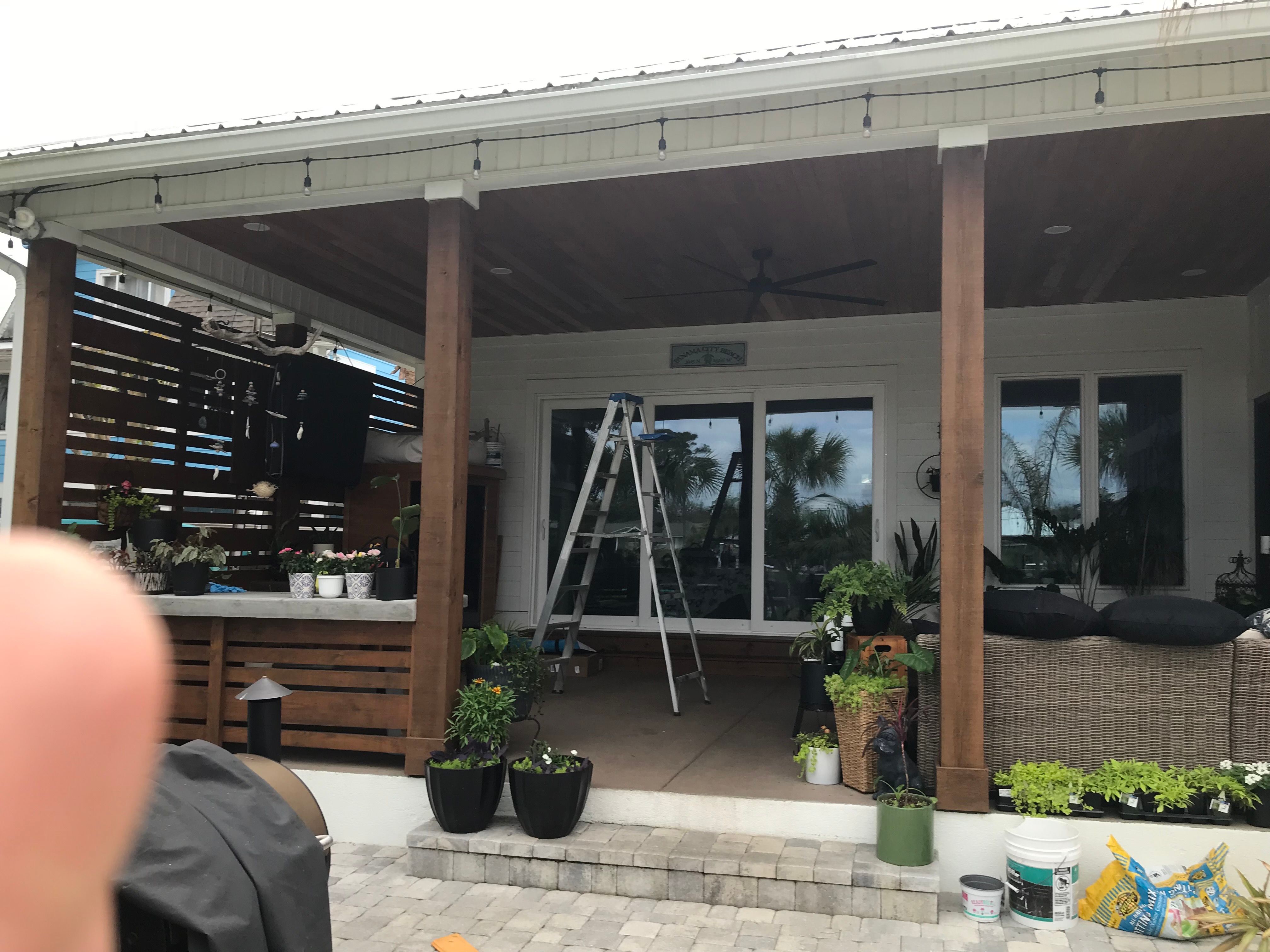 Motorized Fenetex Screen Installation for a Panama City Outdoor Patio by Brannan Aluminum Inc.