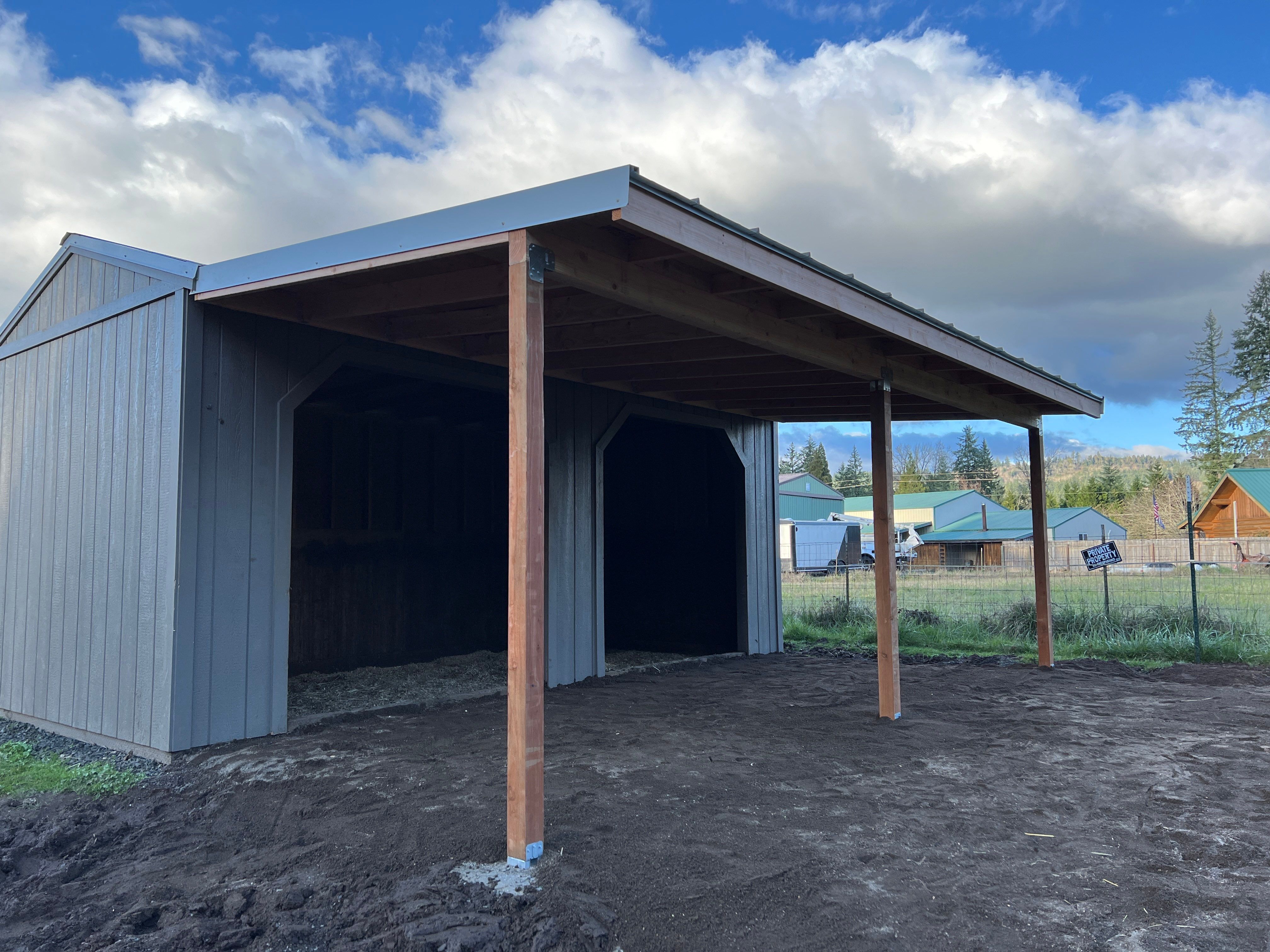 Shed Cover using Pressure Treated Posts by Villegas Remodeling, LLC