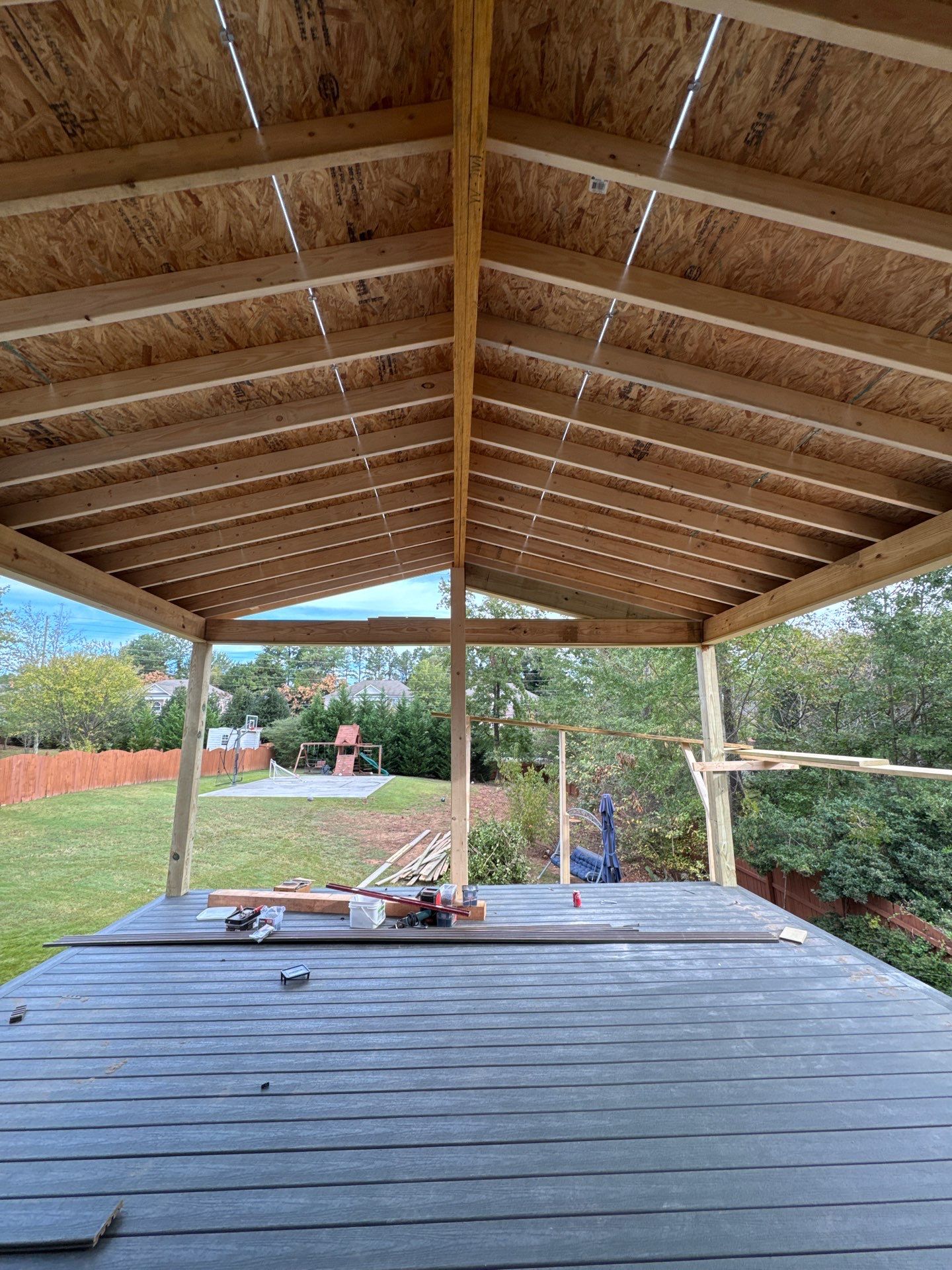 Custom Composite Deck and Covered Gabled Porch in Marietta by Swift Home Renovations