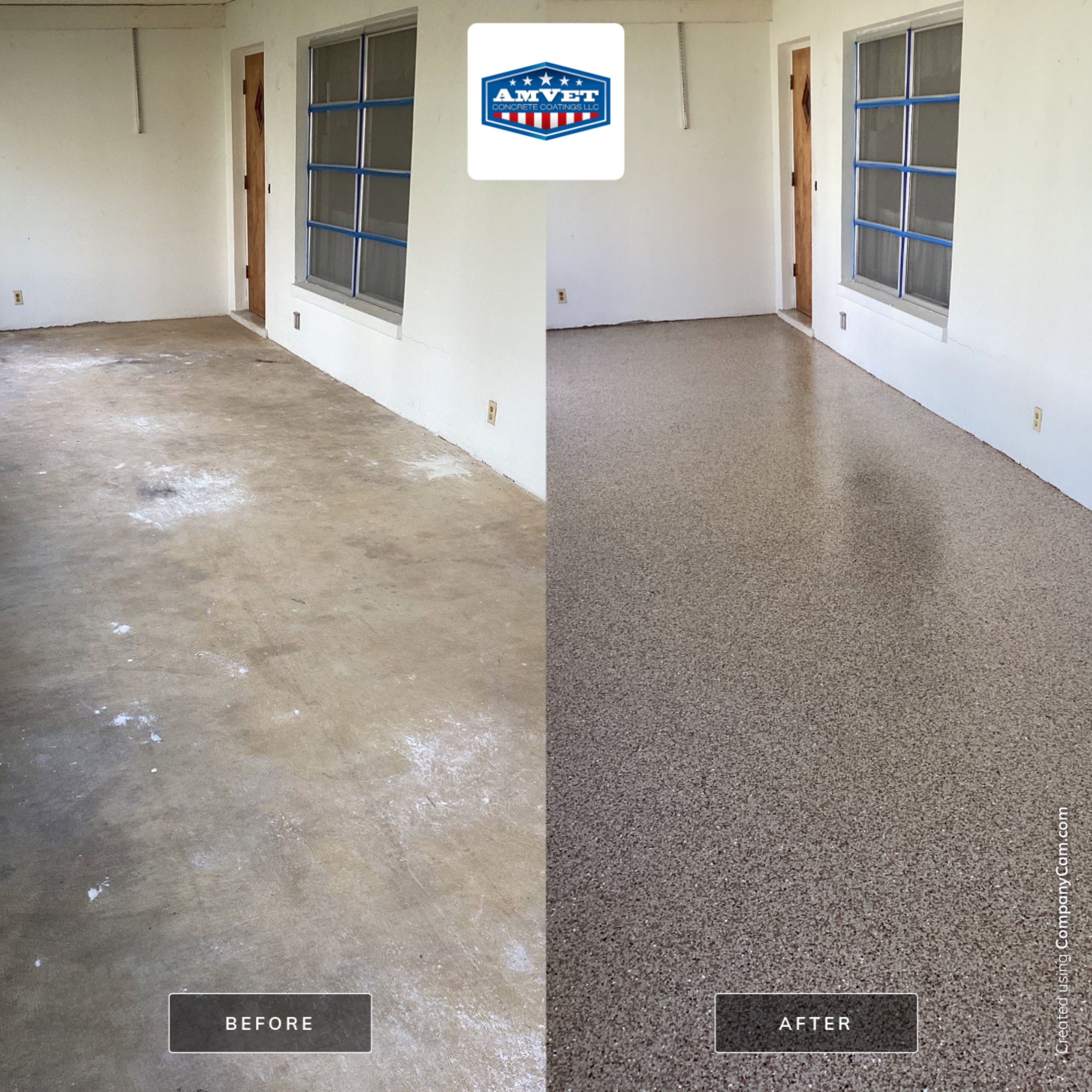 Patio using Pebble Beach by Amvet concrete coatings llc