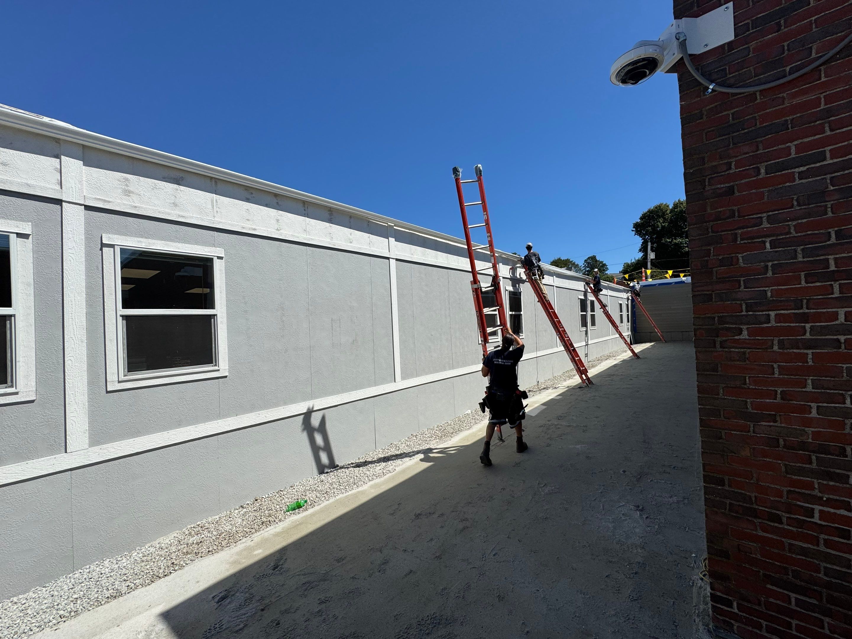 5" K-Style Aluminum Gutter Installation on The Squantum School in Quincy, MA by Gutter Pro Enterprises