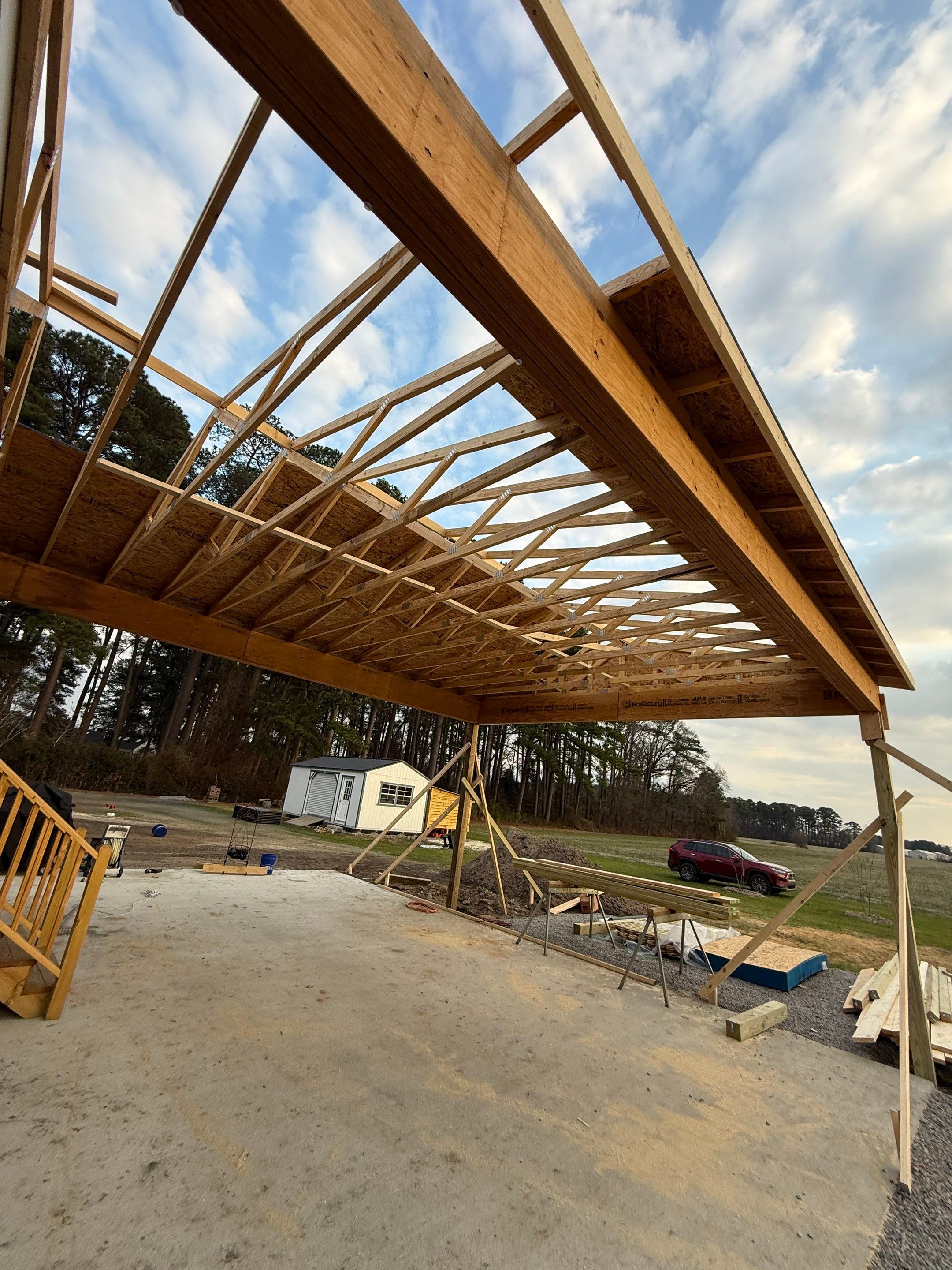 Custom Trex Covered Deck and Gabled Roof in Winterville by The Remodeling Company