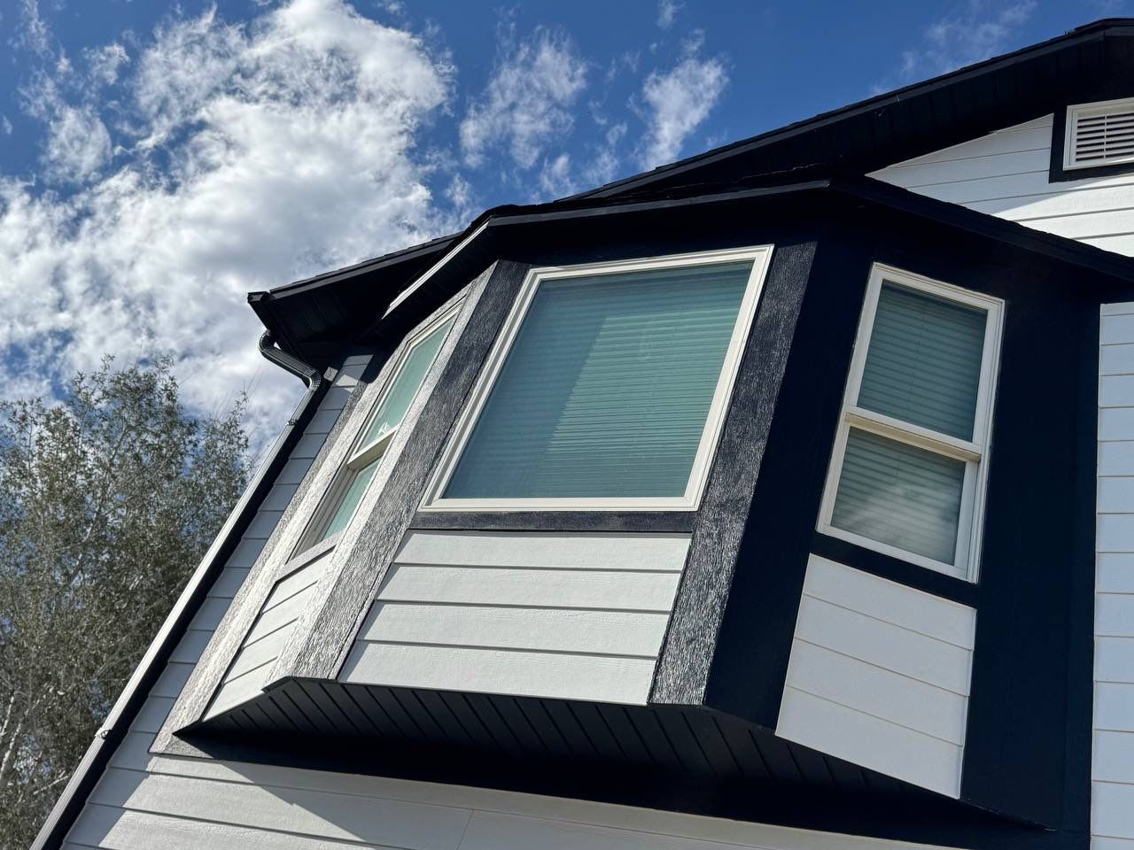 Sandy | Aluminum to Hardie Conversion | Arctic White & Custom Midnight Black by Ideal Siding Utah