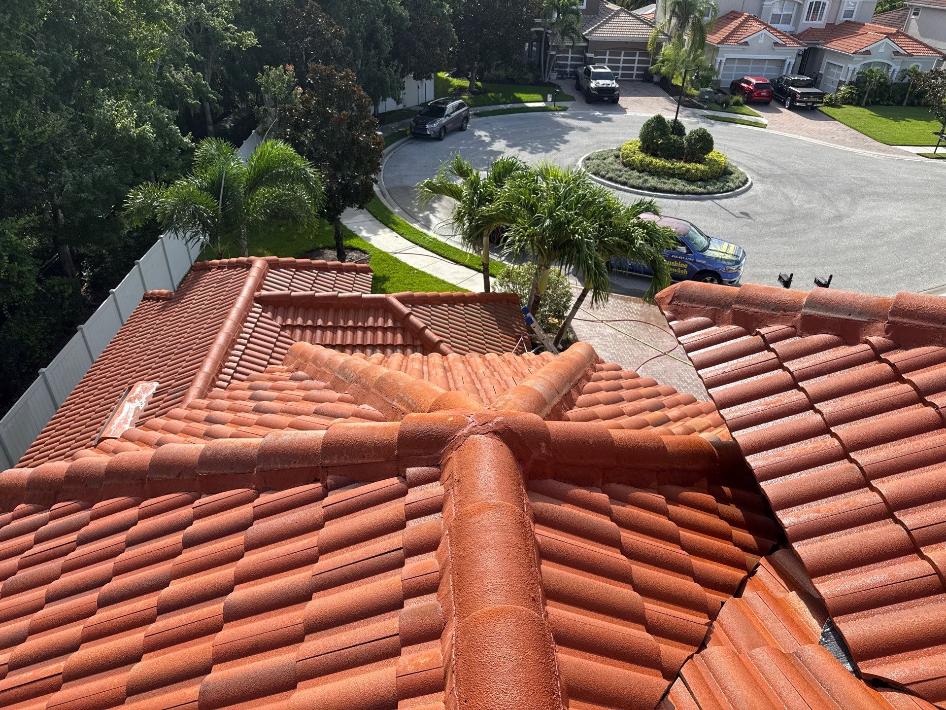 Soft Wash Tile Roof Cleaning in Sonoma Community, Sarasota, FL by Sunshine AquaWash