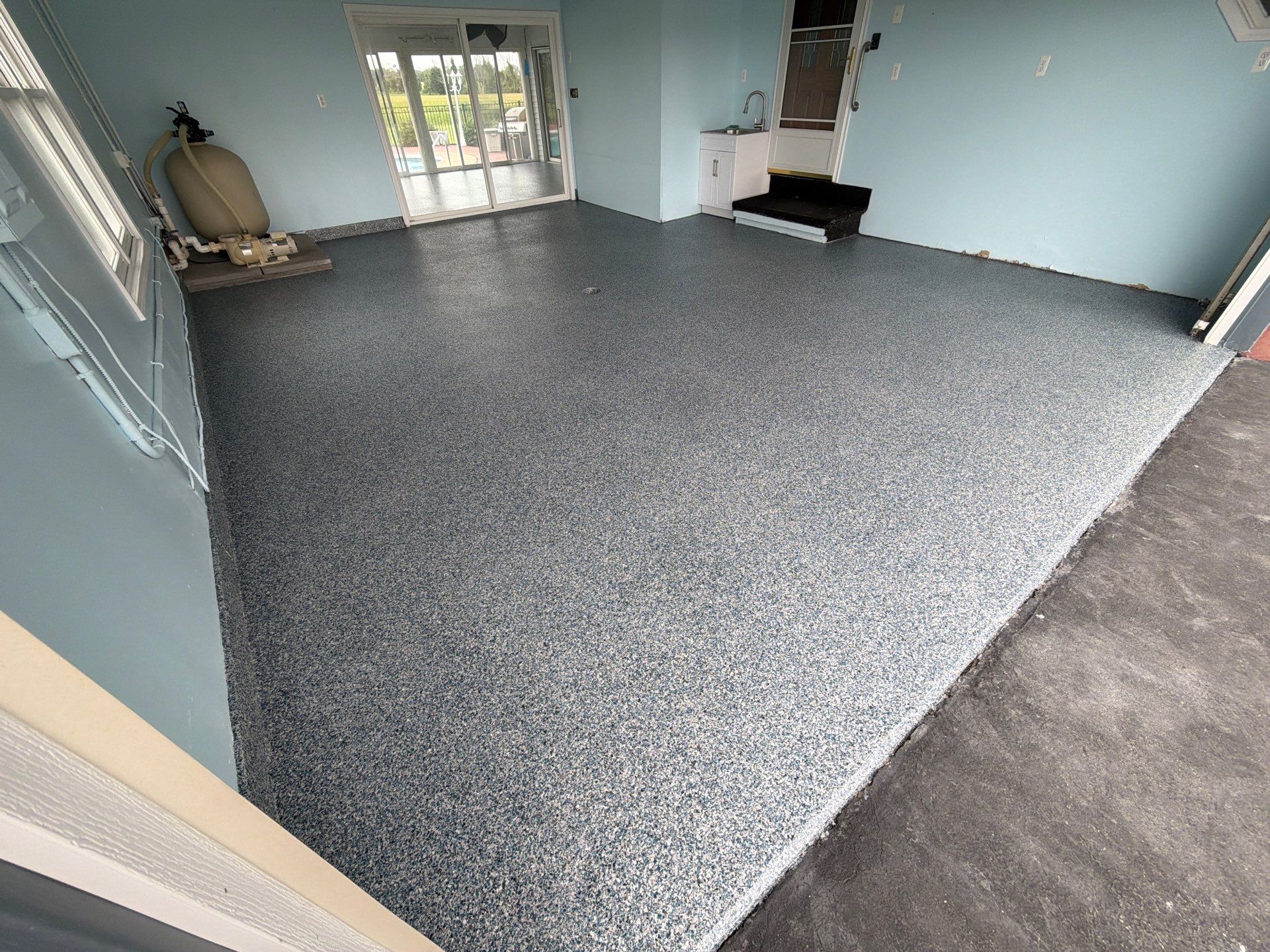 Vintage Cobalt Garage Coating by NG Masonry & Construction LLC