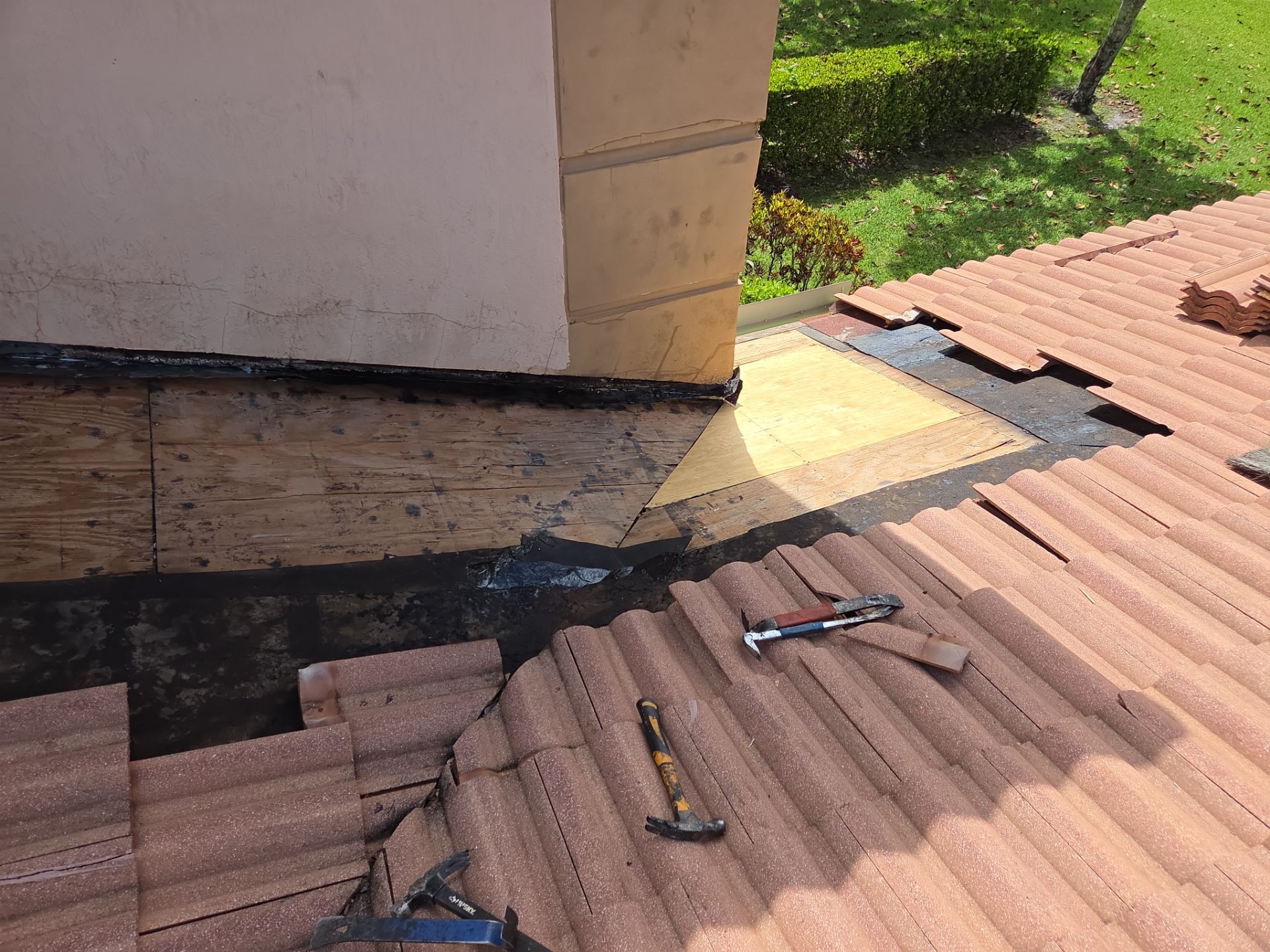 Clay Tile Roof Repair and Plywood Decking Replacement in Boynton Beach by Aastro Roofing