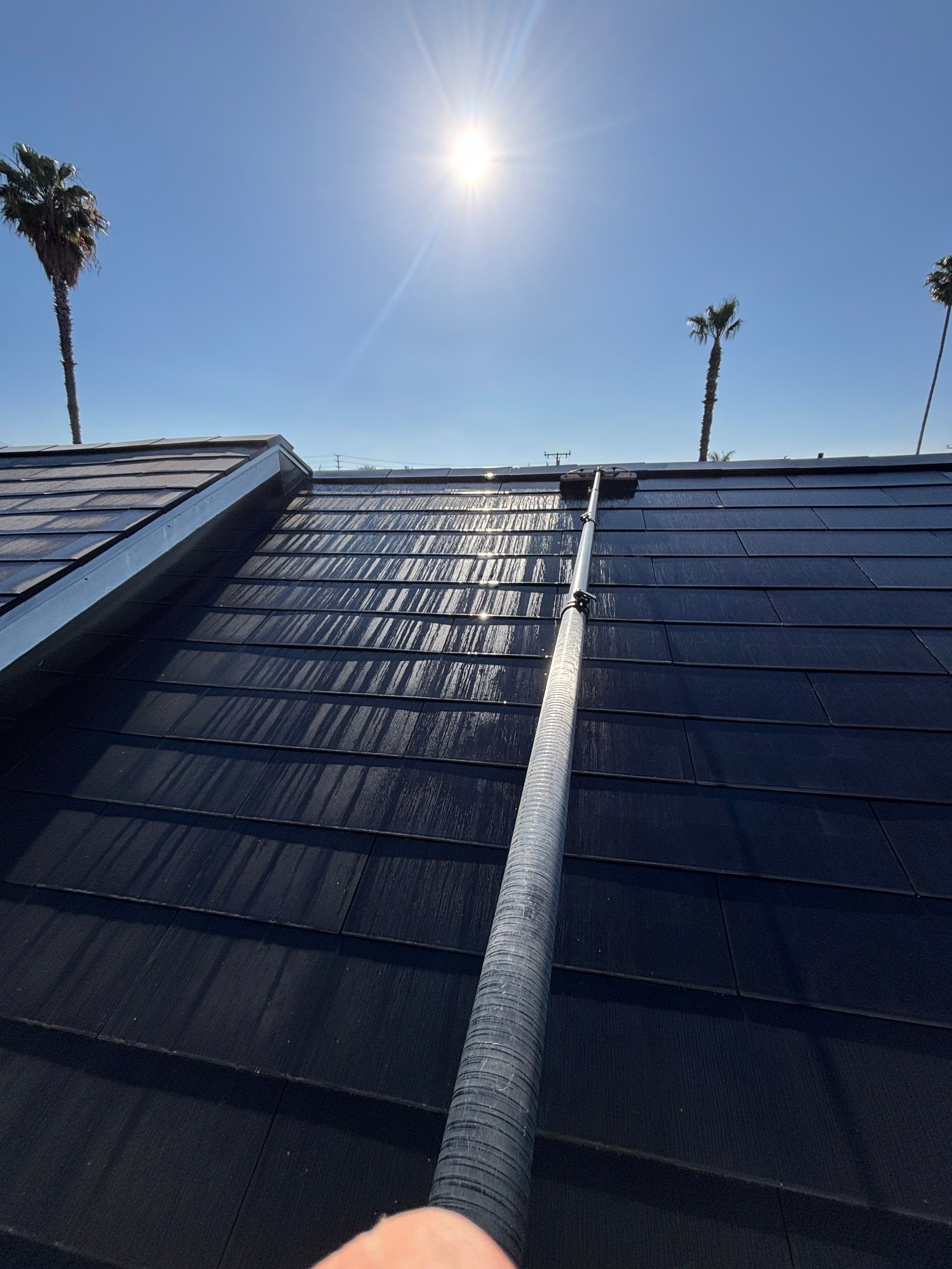 Tesla Roof Cleaning in La Verne Ca by Palm Coast Solar Cleaning