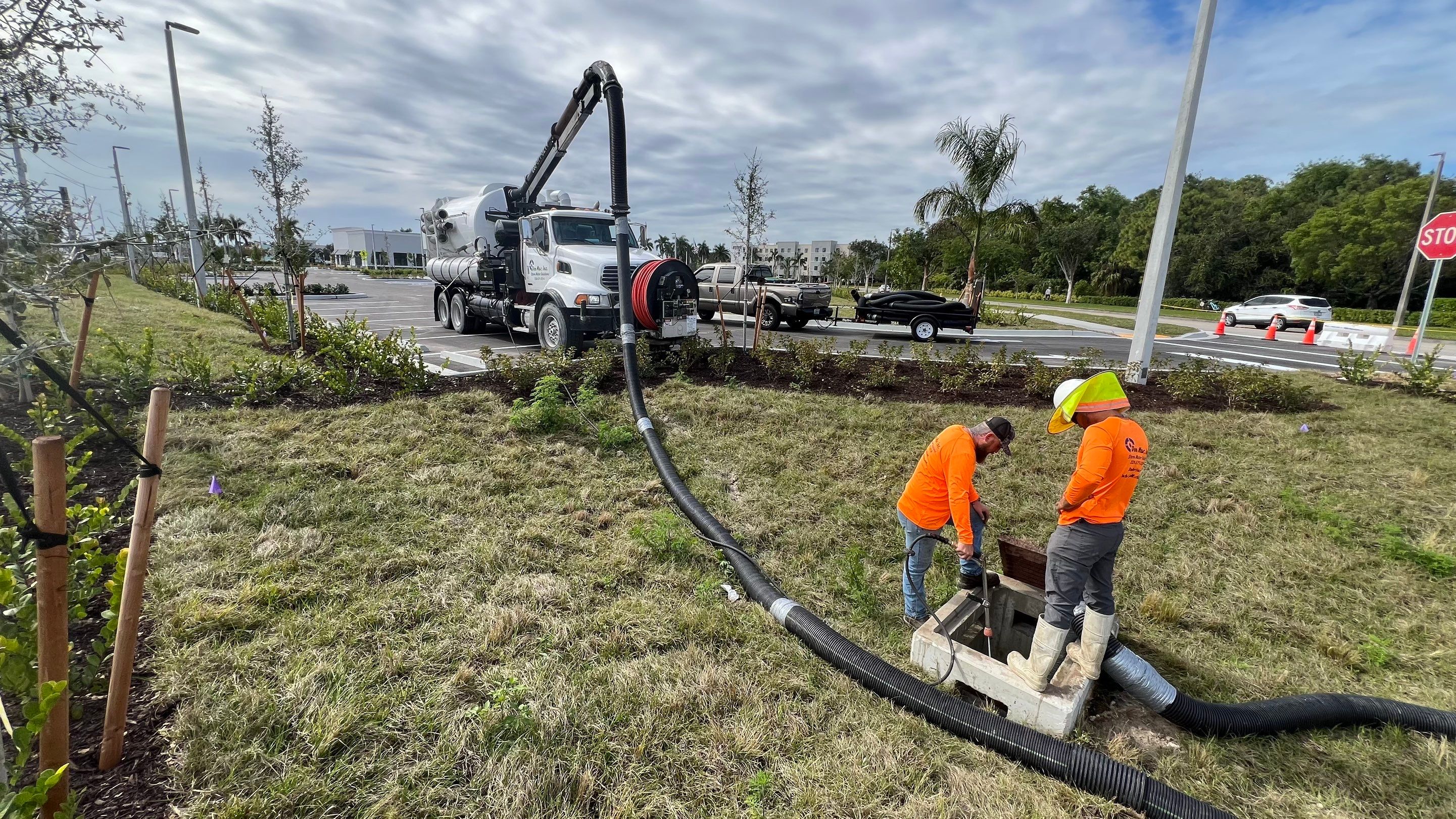 New Construction Commercial Parcel Stormwater System Cleaning by APS Power & Water